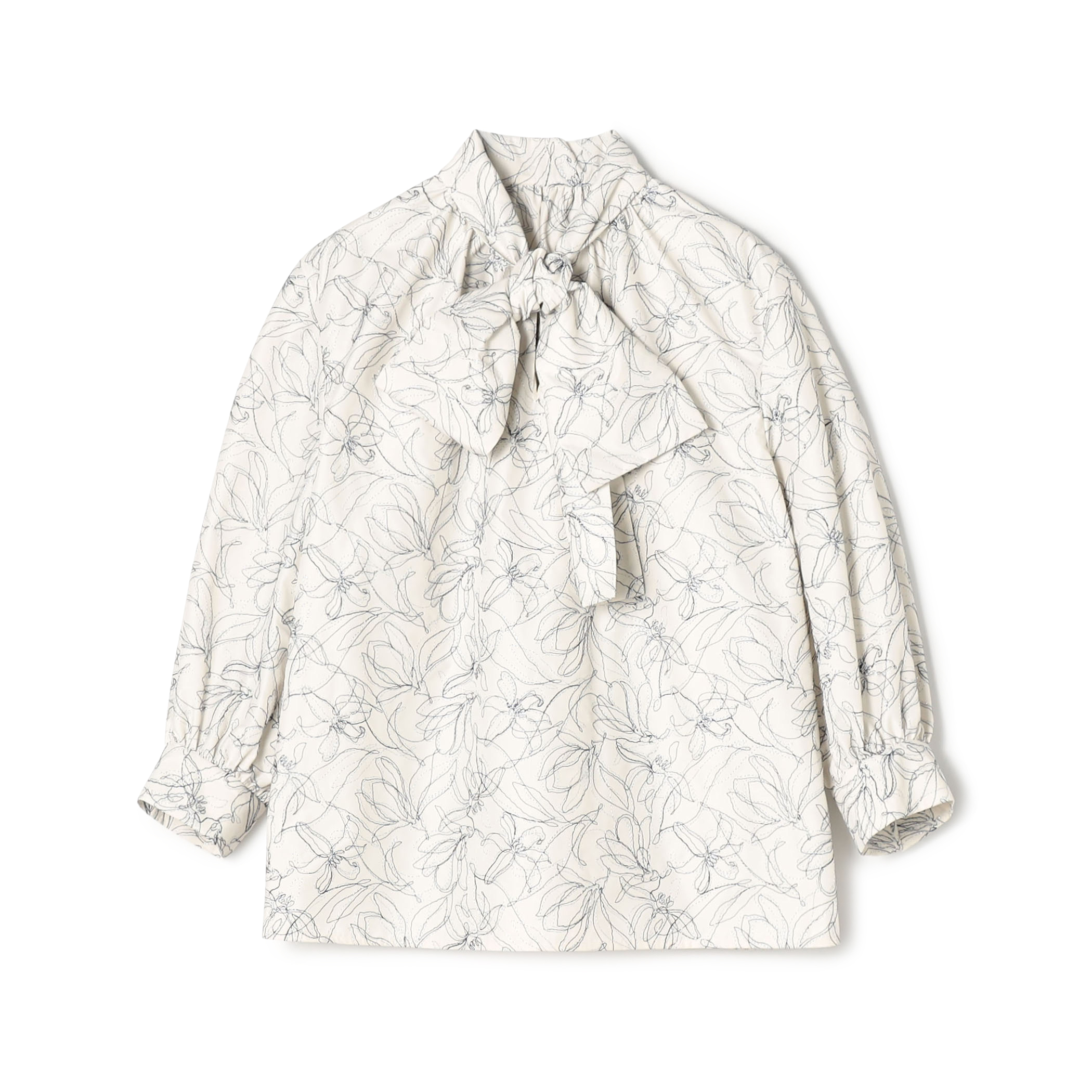 【WEB先行予約】クロスステッチフラワーエンブロイダリー ボウタイブラウス