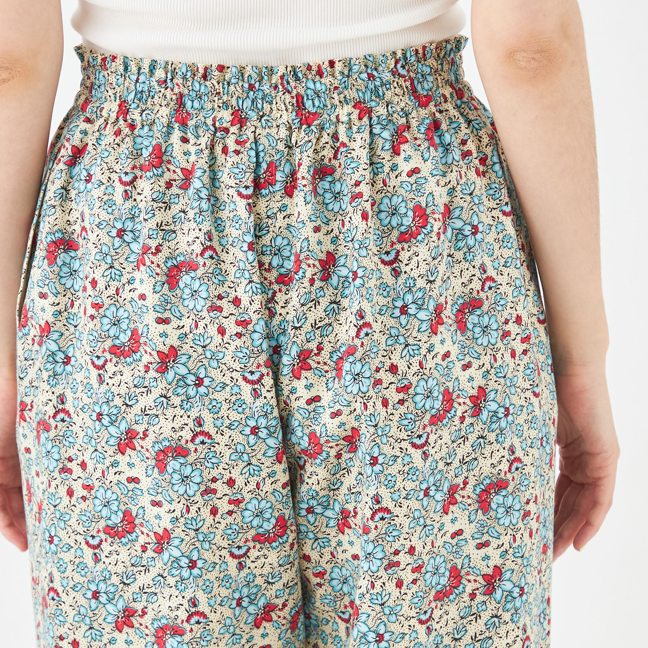 レーヨンブロードプリント イージーストレートパンツ