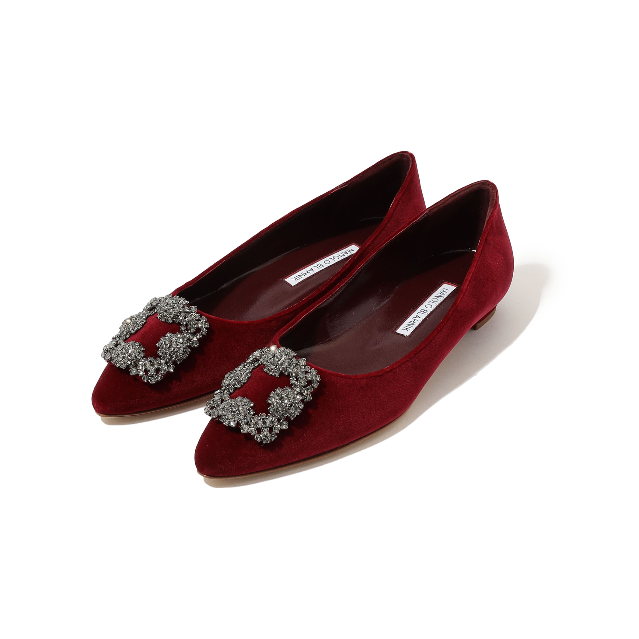 肌触りがいい MANOLO ビジューパンプス ベルベット HANGISIFLAT BLAHNIK 靴