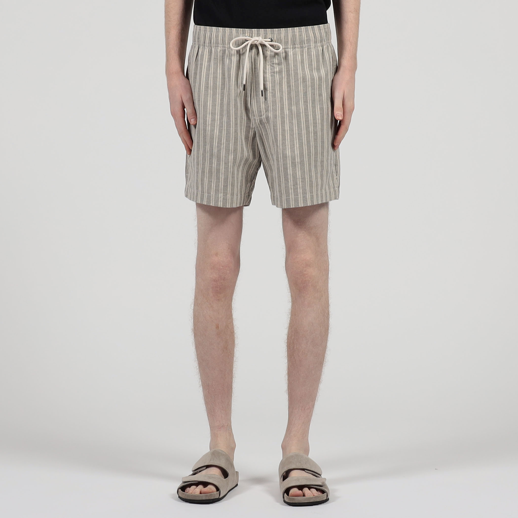 【新品•定価6.4万】Casely-Hayford ストライプ柄　リネンショーツ pt17211】麻を使用した涼しげなアイテム♪縦ストライプ柄リネン混紡