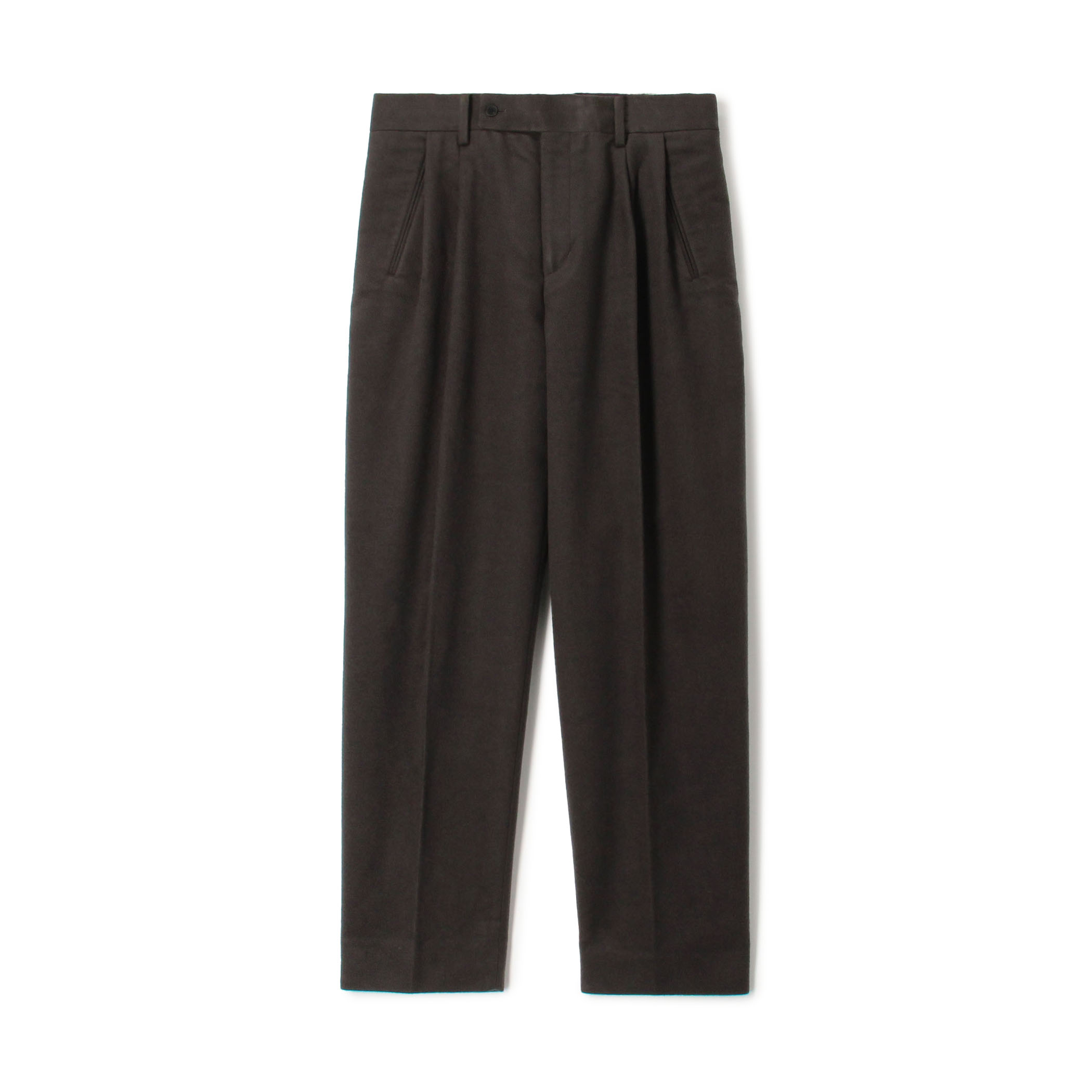 コットンシルクモールスキン 1プリーツ テーパードパンツ