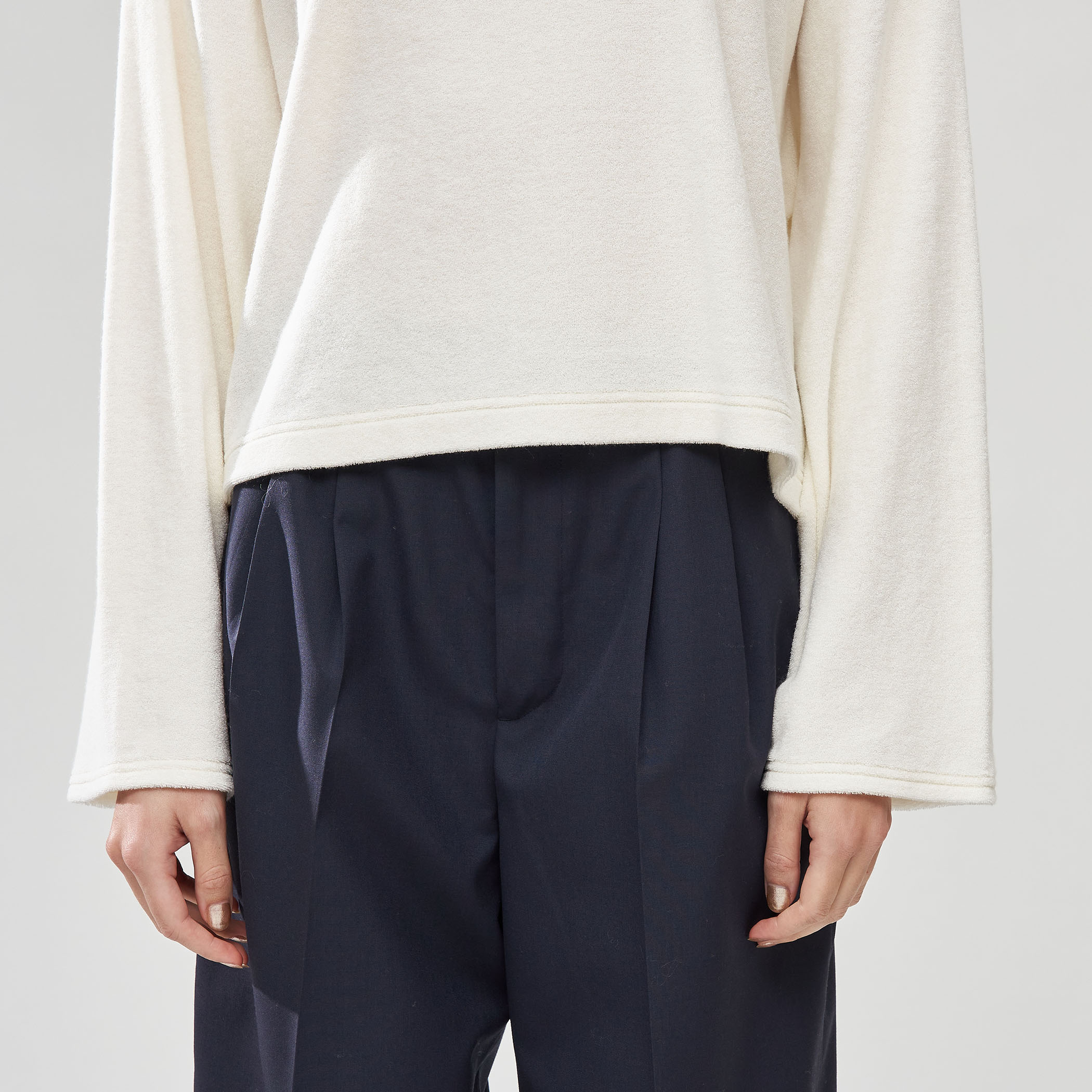 【新品】GALERIE VIE コットンカシミヤ ロンT 30/COTTON T-CLOTH HIGH NECK LONG SLEEVE CUT SEW(XS Black