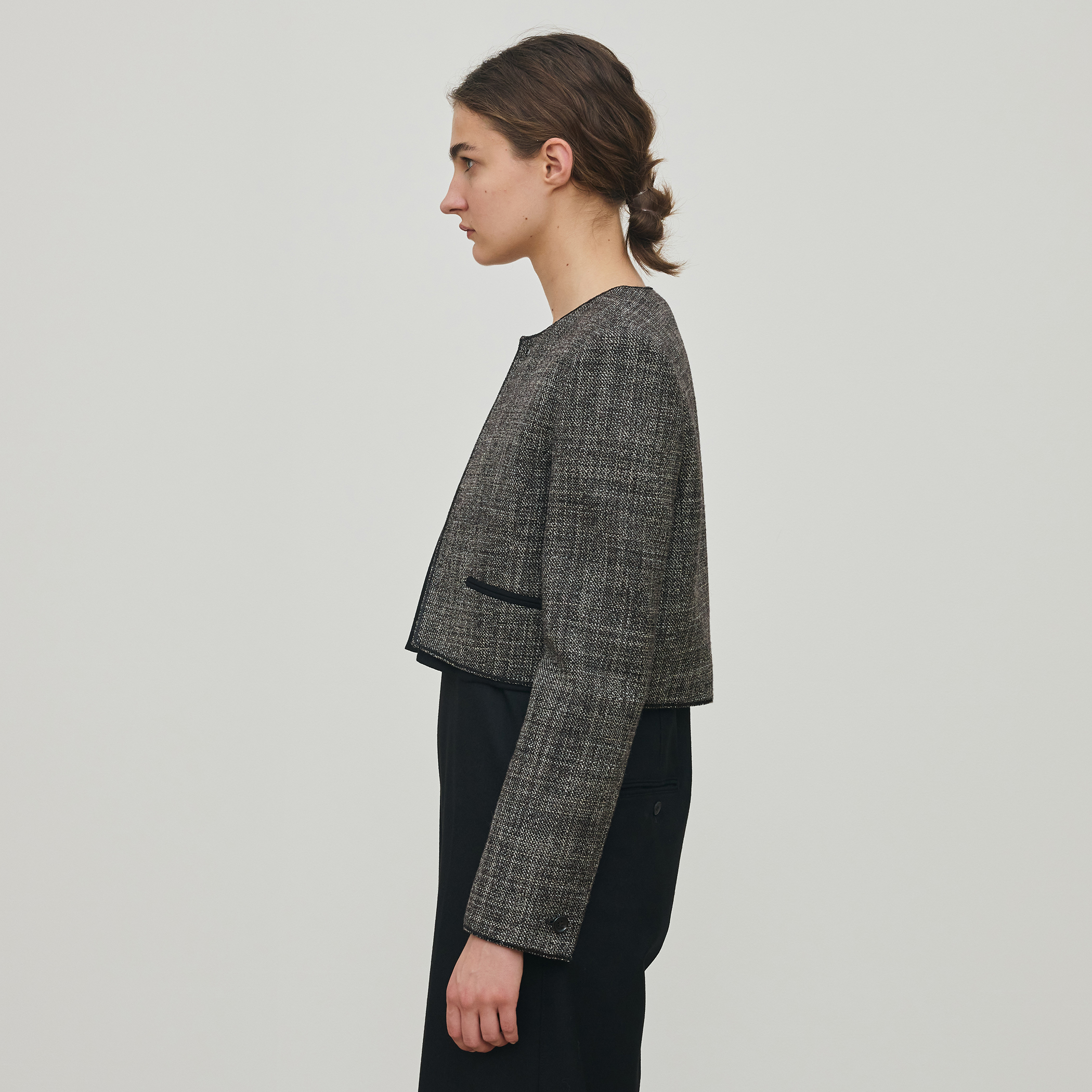 ウールリネンツイード クロップドジャケット｜トゥモローランド 公式通販