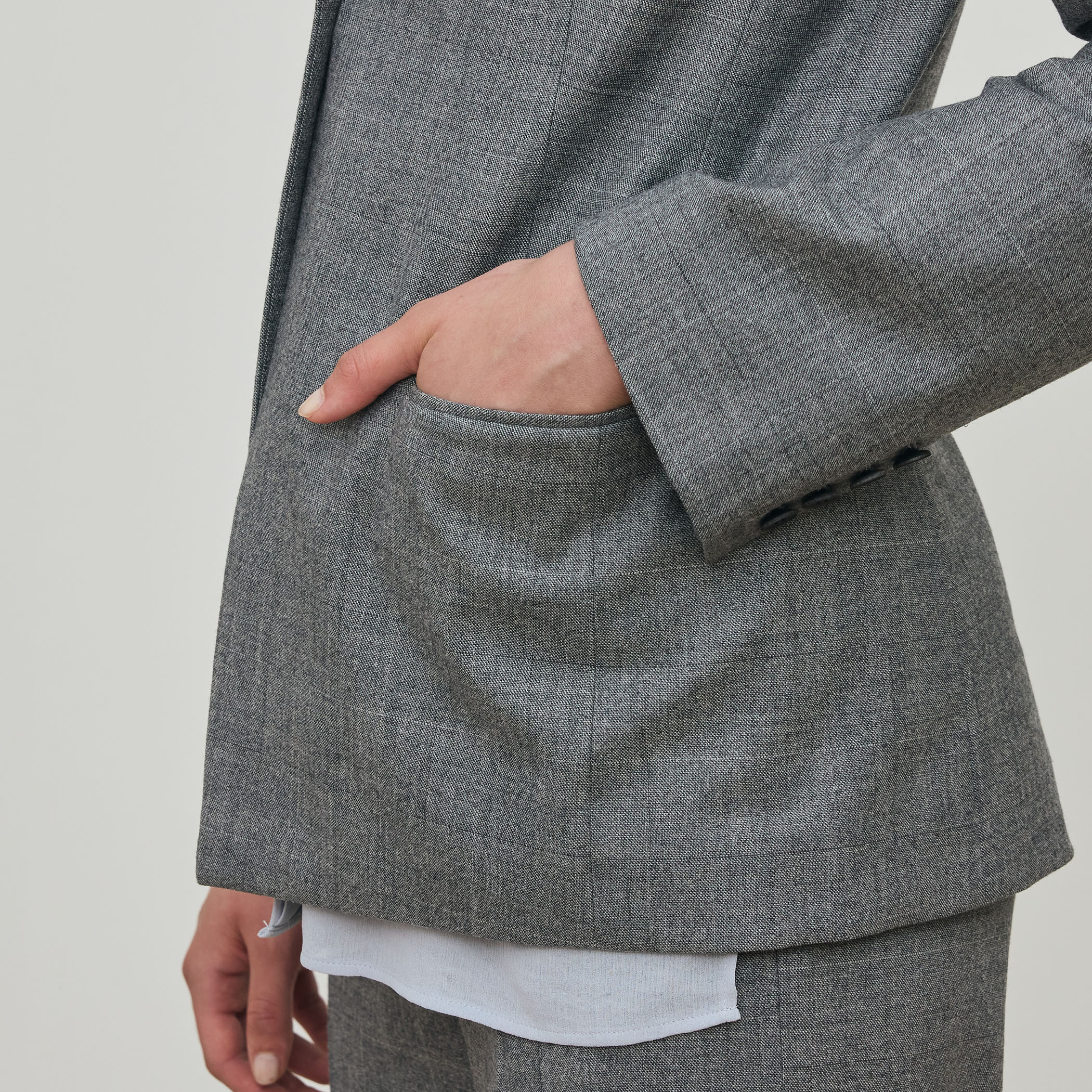 フランネルウールストレッチ ノーカラージャケット｜トゥモローランド