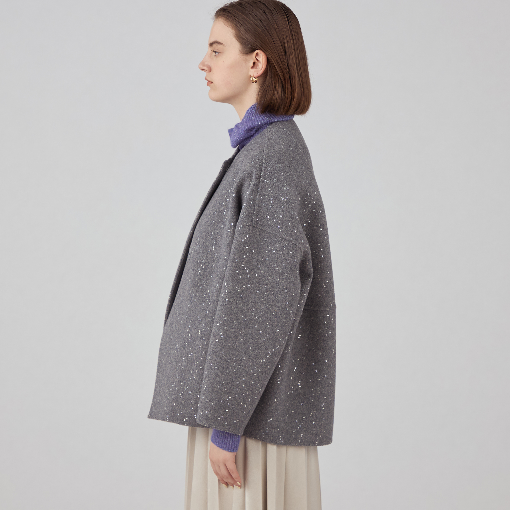 TOMORROWLAND Ballseyウールビーバー ショートコクーンコートS スパンコールリバー ショートコクーンコート｜トゥモローランド