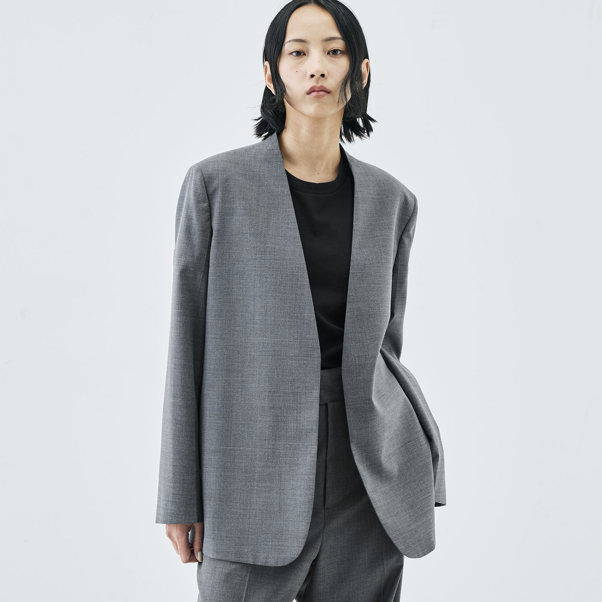 WEB先行予約】Super140'sトロピカルウール ノーカラージャケット