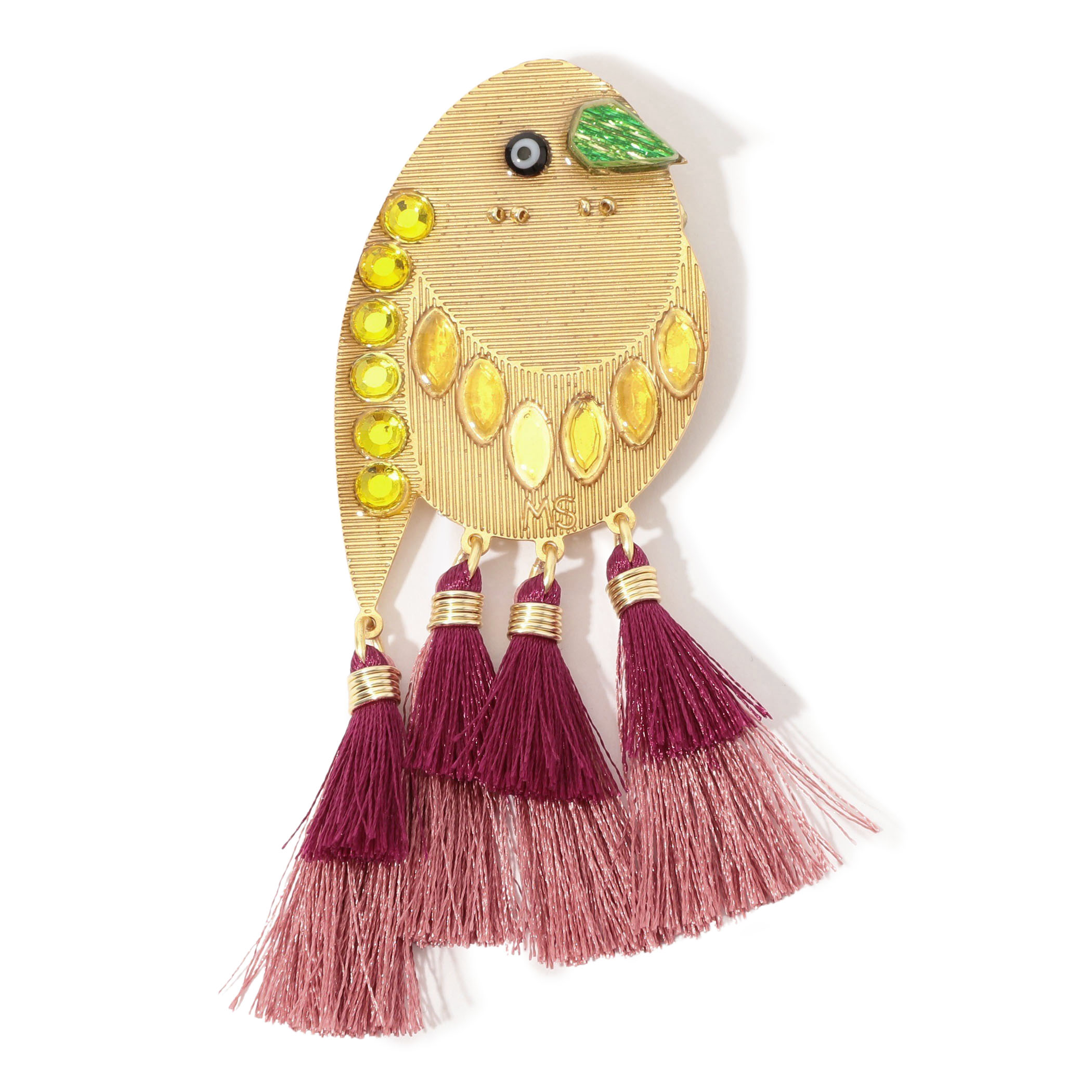 MERCEDES SALAZAR PAJARITO PURPLE ブローチ