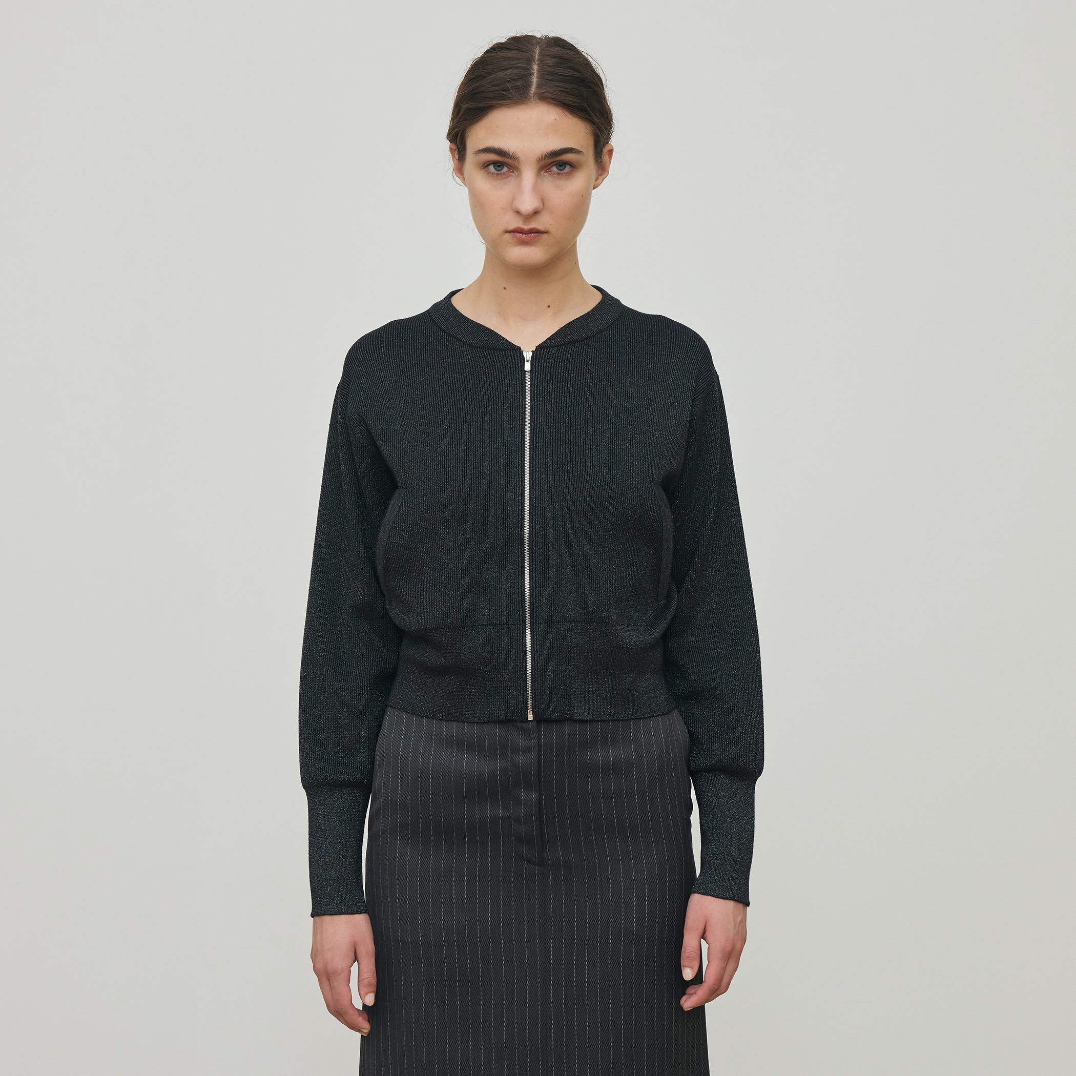 プレーティンググロッシーヤーン ジップアップブルゾン