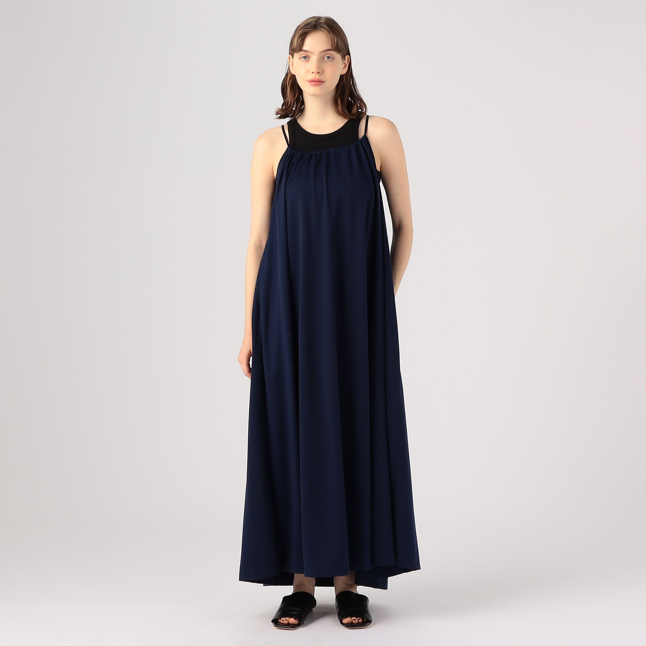 最終値下げ　CABaN キュプラポリエステルジャージー ギャザーワンピース 美品 CABaN キュプラポリエステルジャージー ギャザーワンピース