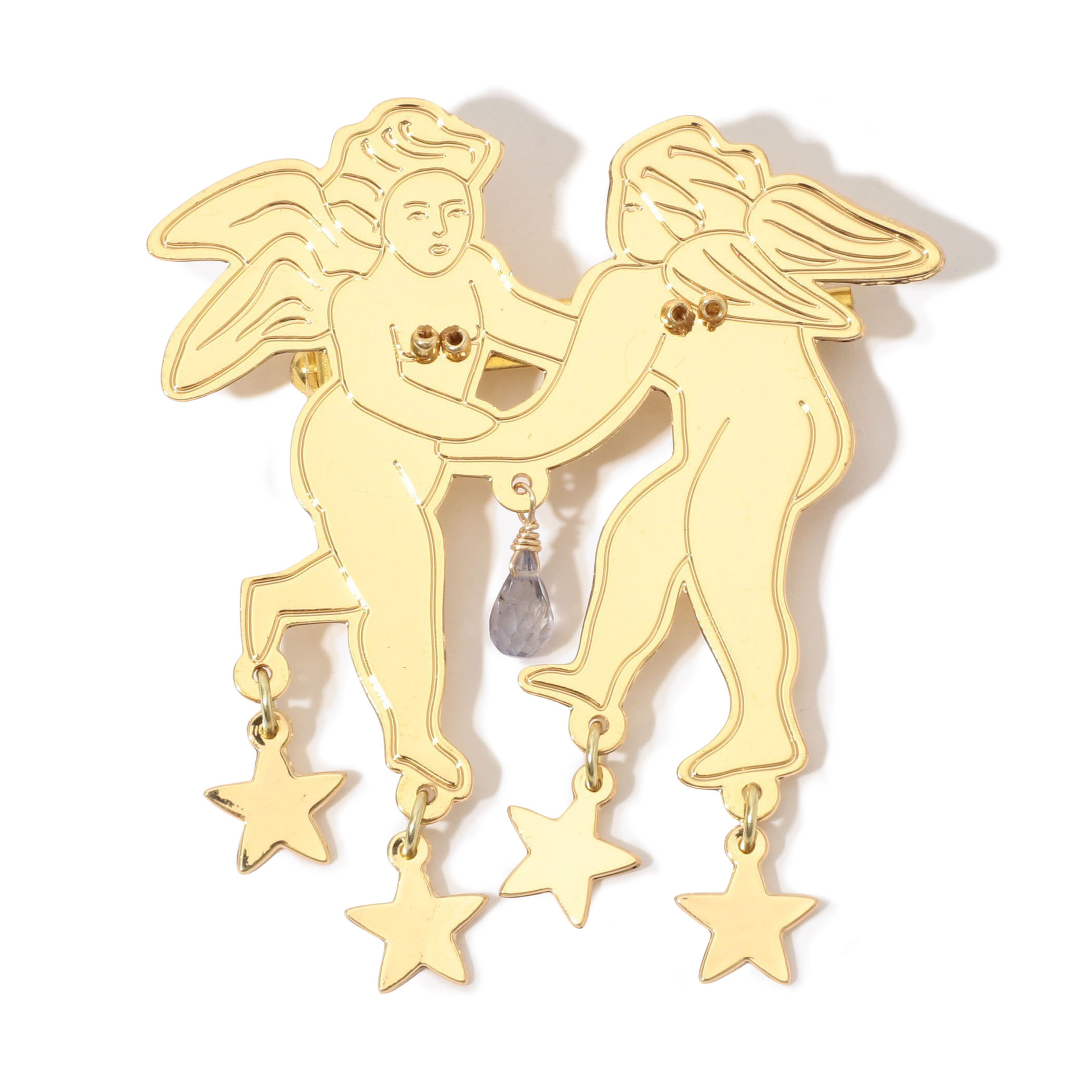 MERCEDES SALAZAR TWO ANGELS STARS ブローチ