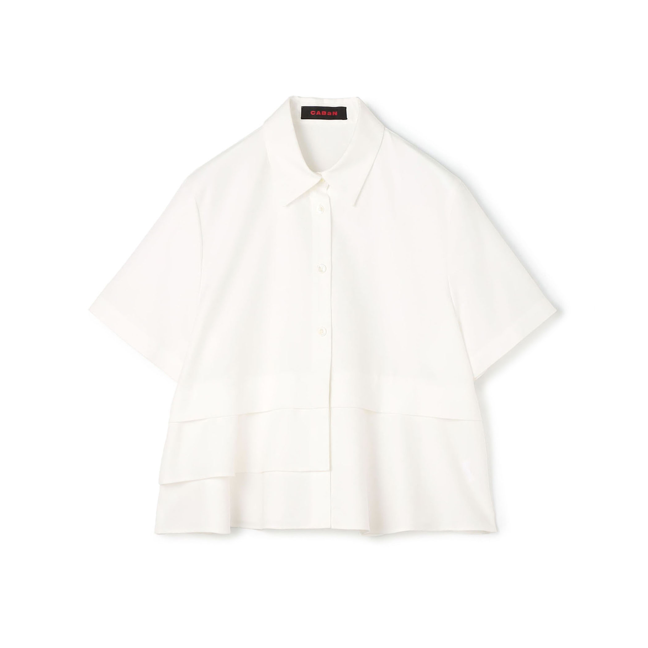 タイプライターダブルクロス アシンメトリックフリルシャツ