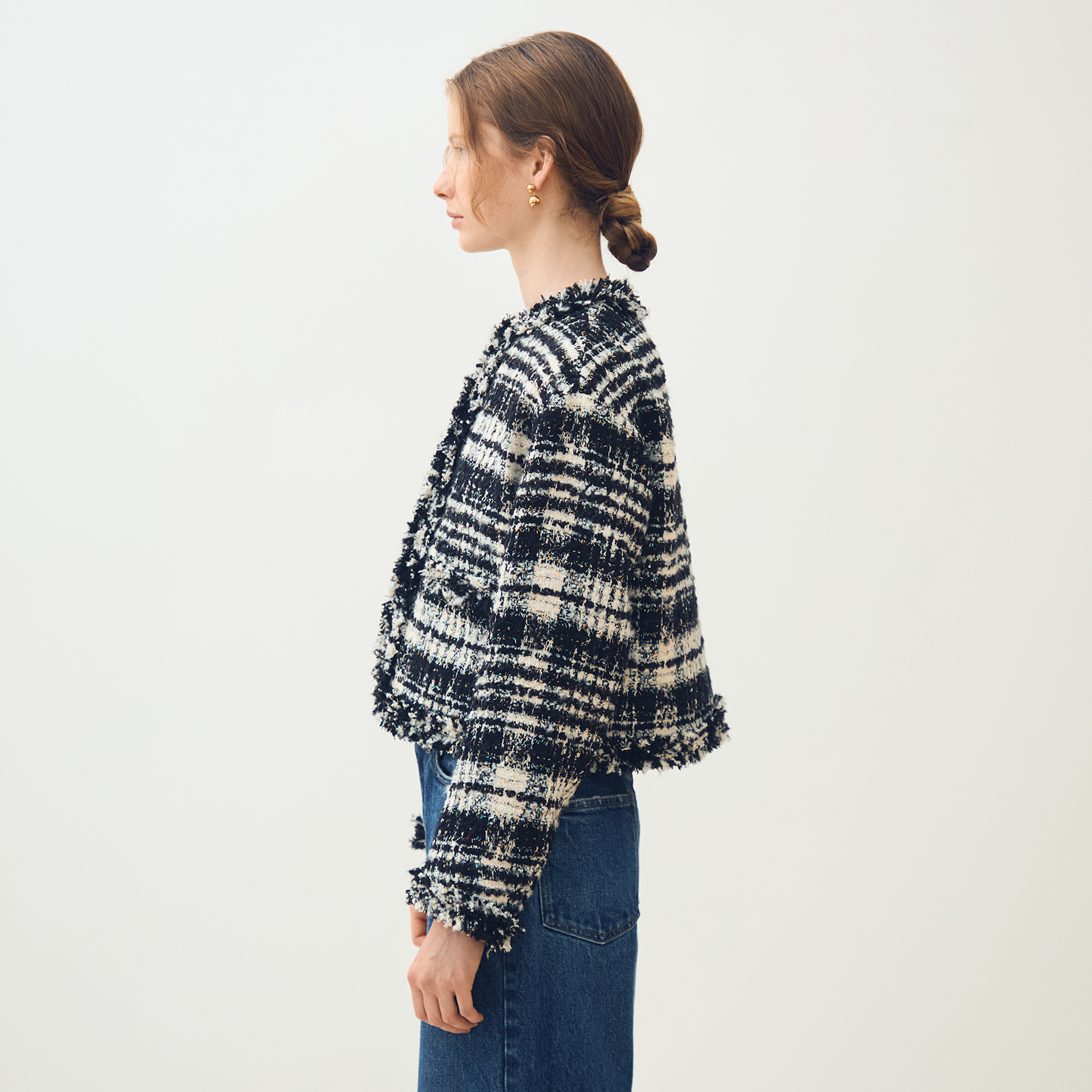 オーロラグレンチェック ノーカラージャケット｜トゥモローランド 公式通販