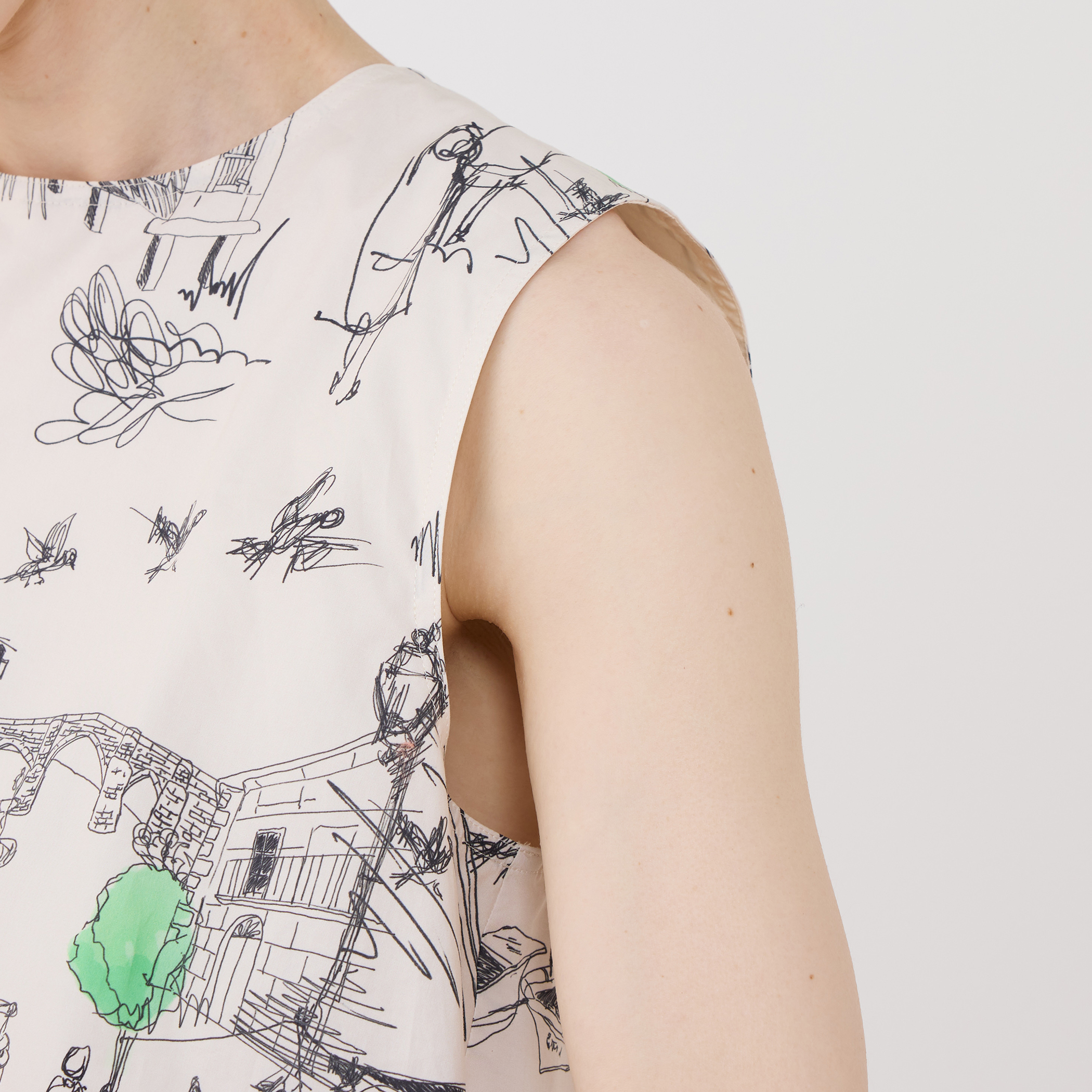 グリーンスケーププリント ノースリーブブラウス｜トゥモローランド