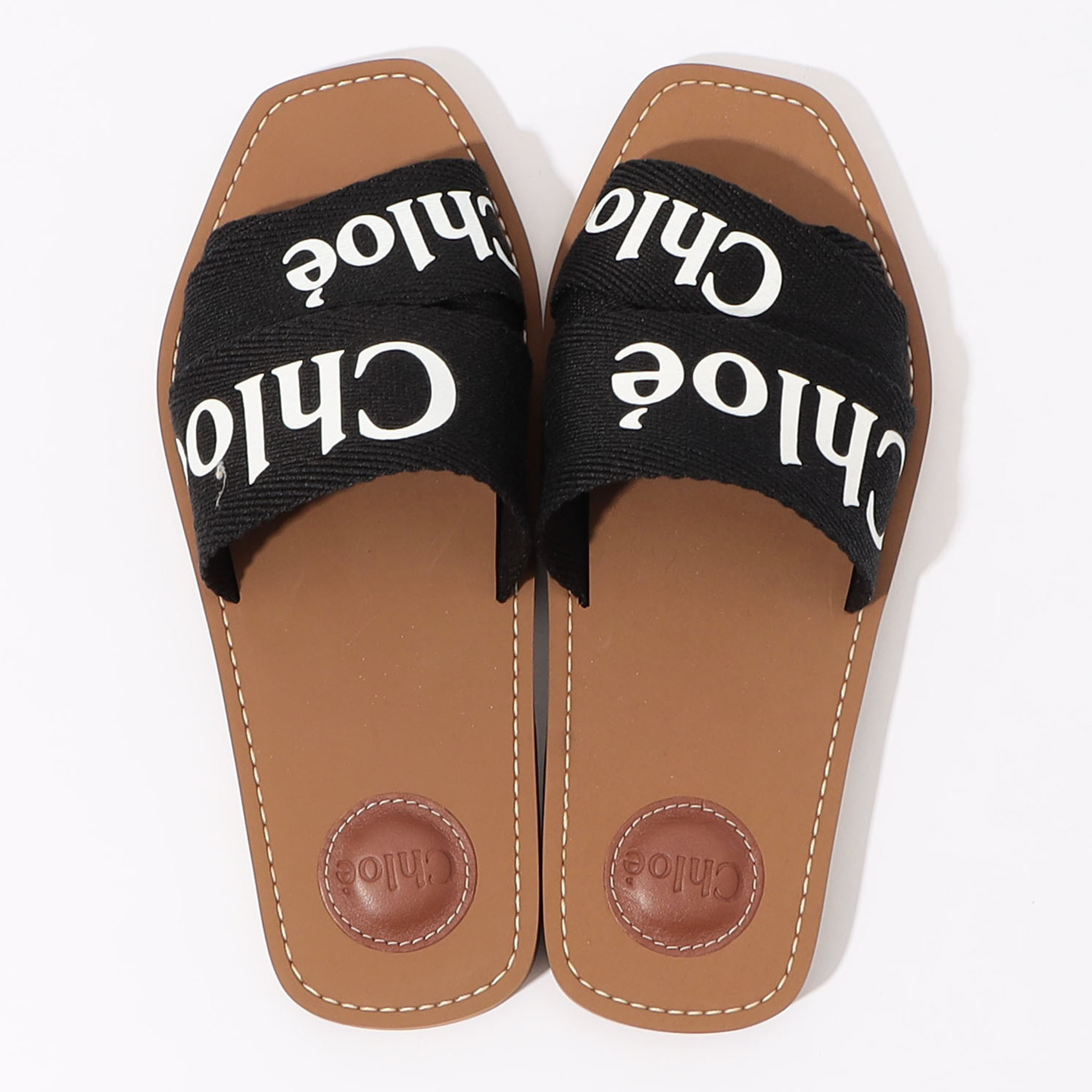 【Chloe】Woody ロゴリネン フラット サンダル ミントグリーン □Chloe WOODY フラットサンダル｜トゥモローランド 公式通販