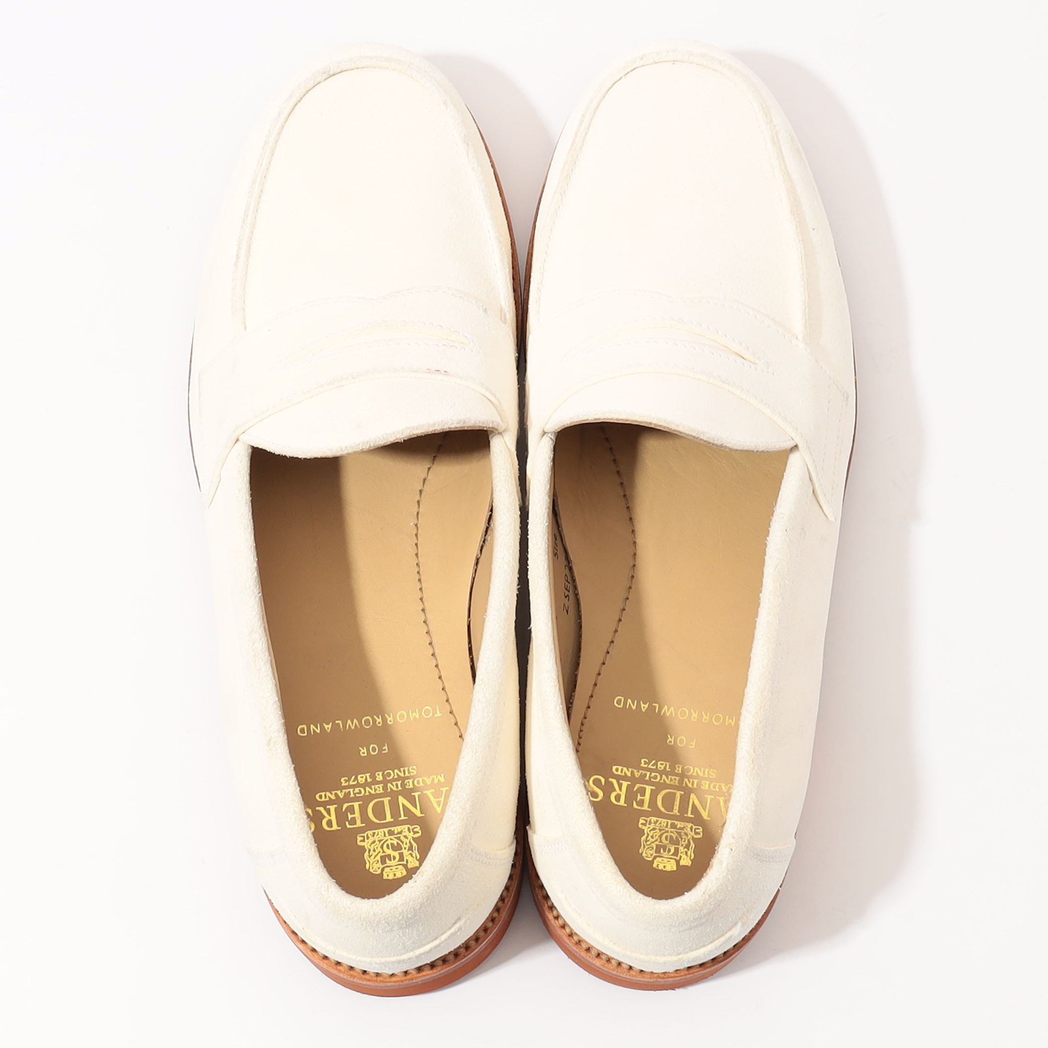 別注】SANDERS BUTT SEAM LOAFER ホワイトバックス ローファー