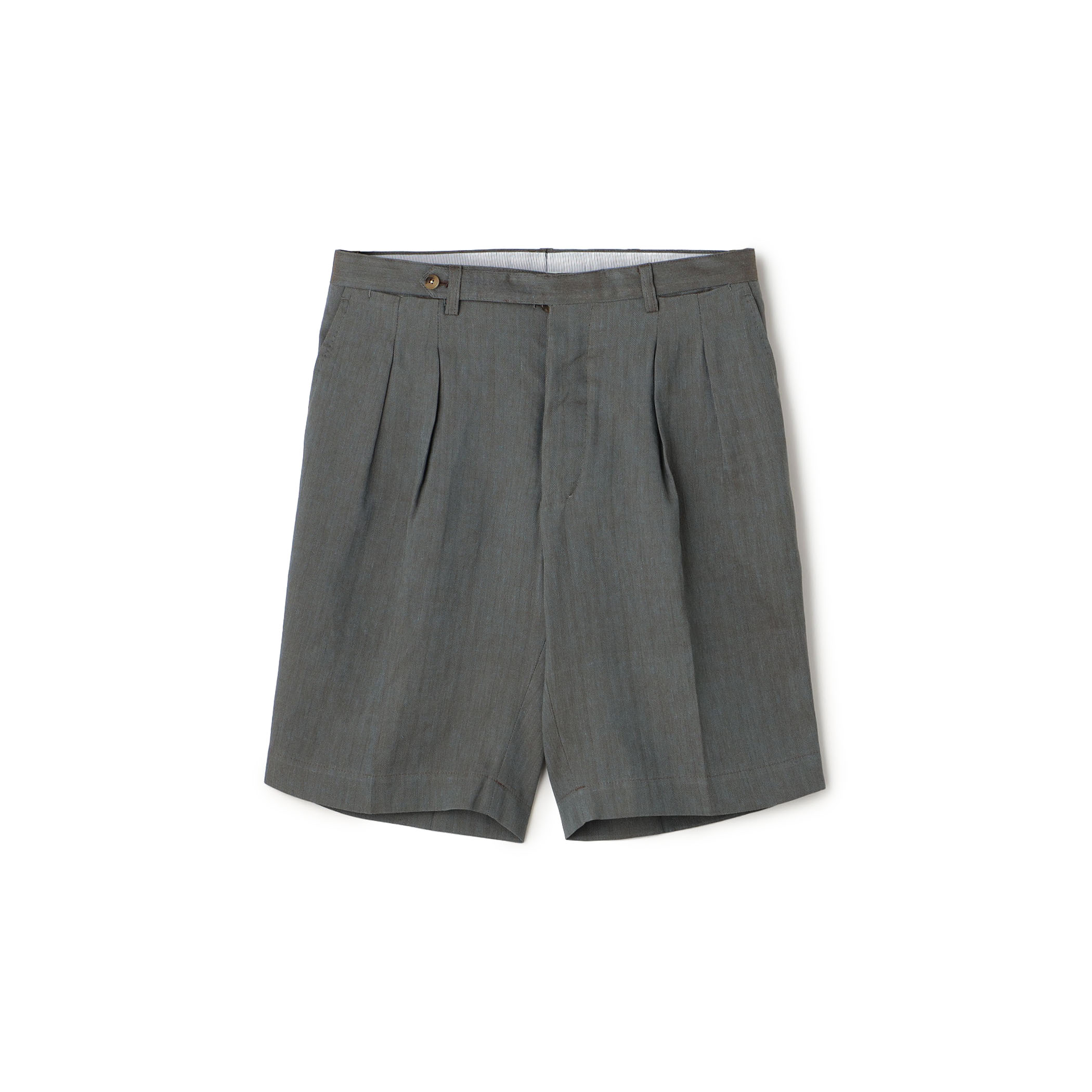 ERRICO FORMICOLA BERMUDA リネンヘリンボーン 2プリーツショーツ
