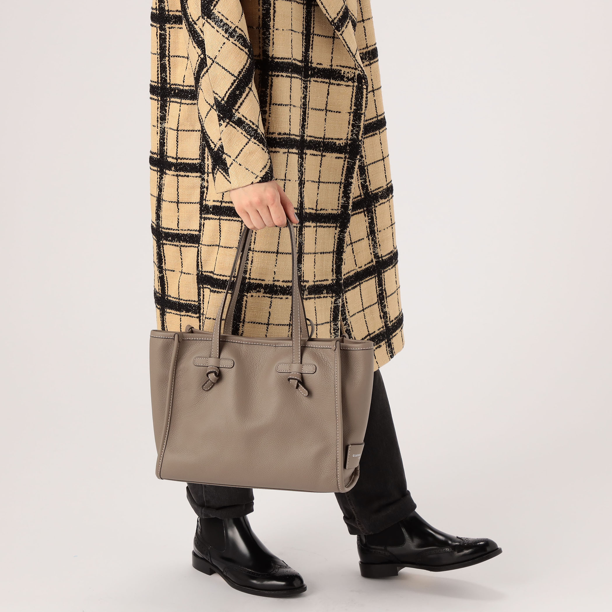 話題沸騰!注目アイテム!*GIANNI CHIARINI* MARCELLA ミドル GIANNI CHARINI Marcella M 千鳥格子柄 トートバッグ 関税送料込