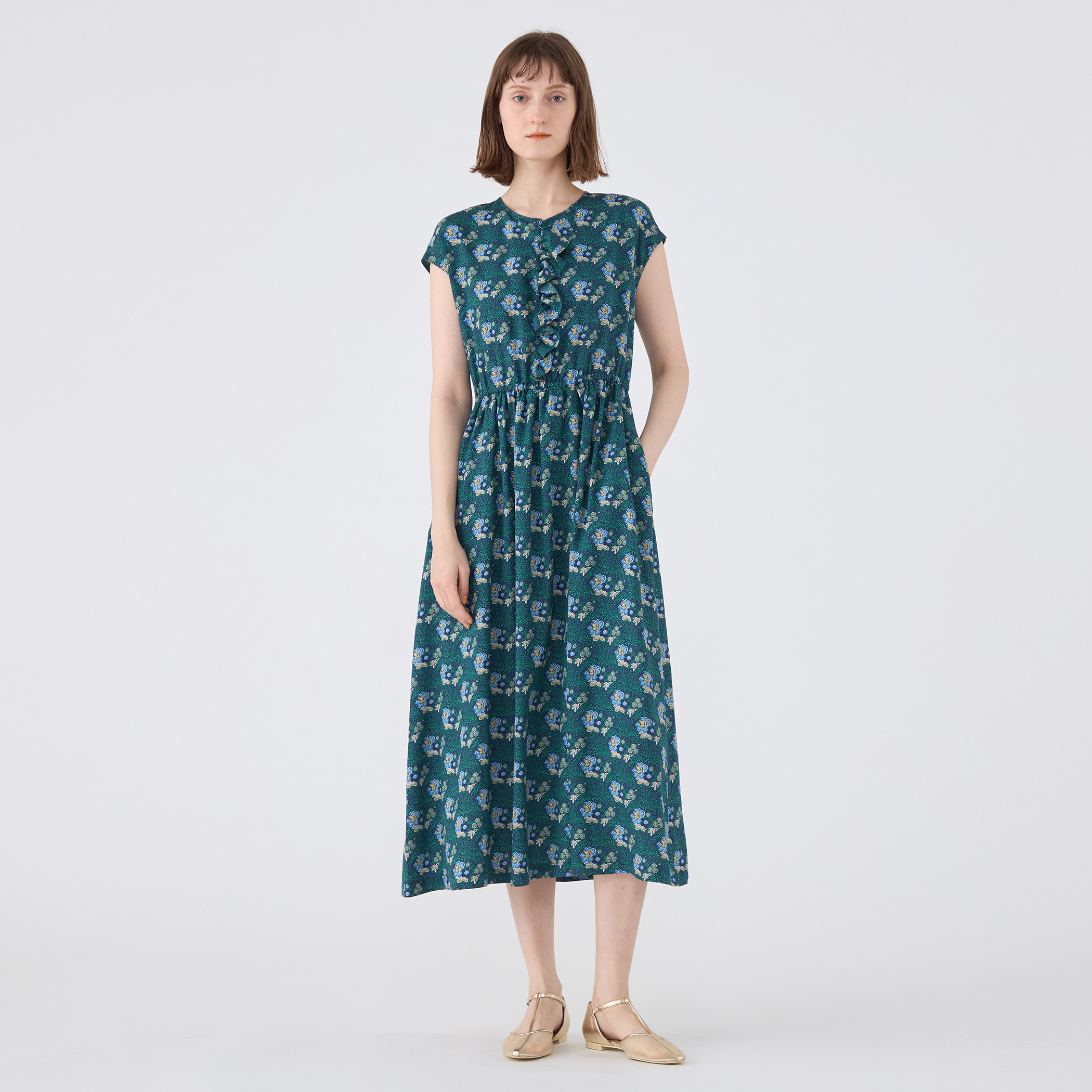 美品⭐︎ヘンリックヴィブスコフ　刺繍ワンピース　ギンガム　アシンメトリー　フリル レーヨンプリント アシンメトリーフリルワンピース｜トゥモローランド