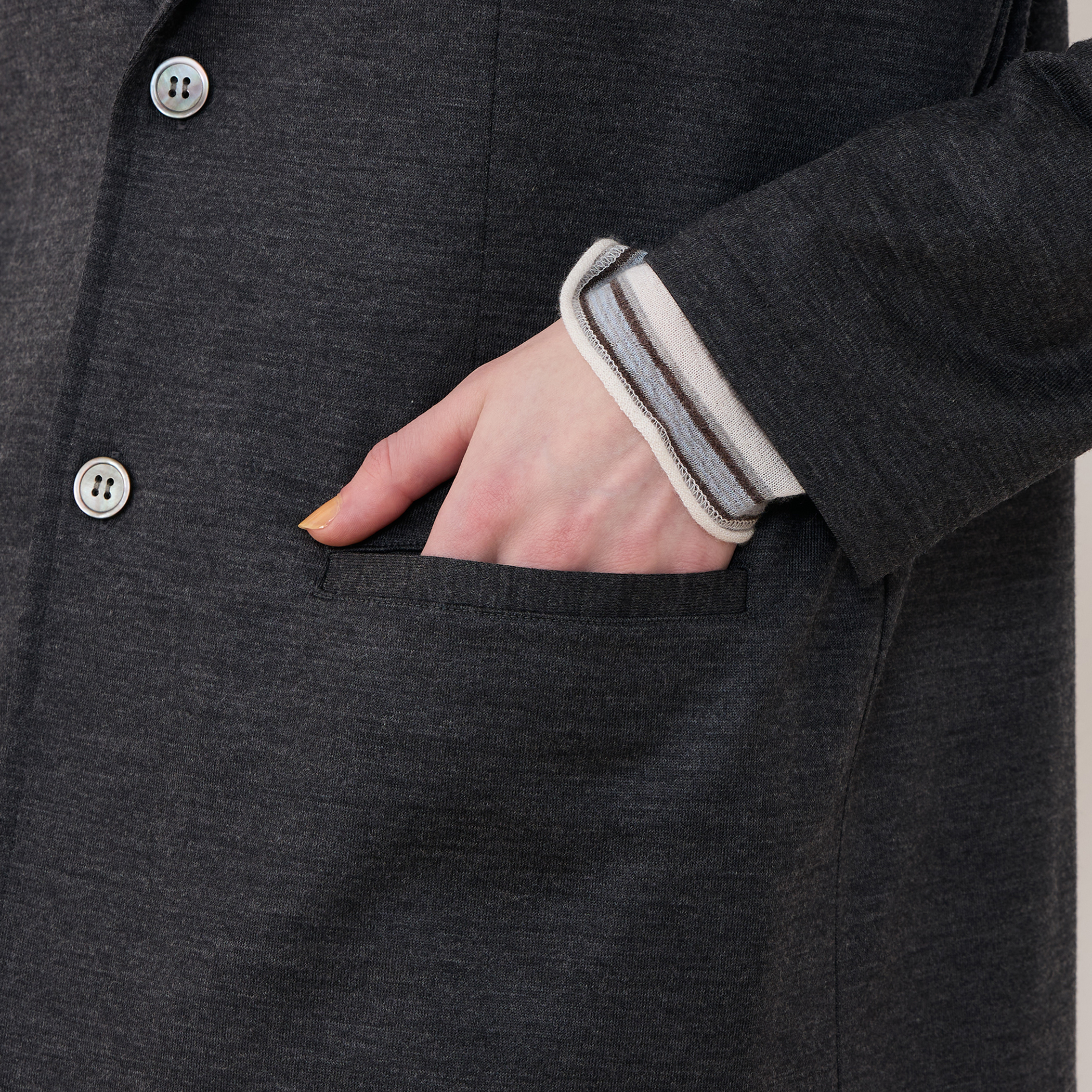 ❗️値下げ美品❗️マウリツィオペコラーロ ウール・レザーコンビジャケット ウォッシャブルウールジャージー ノッチドラペルジャケット