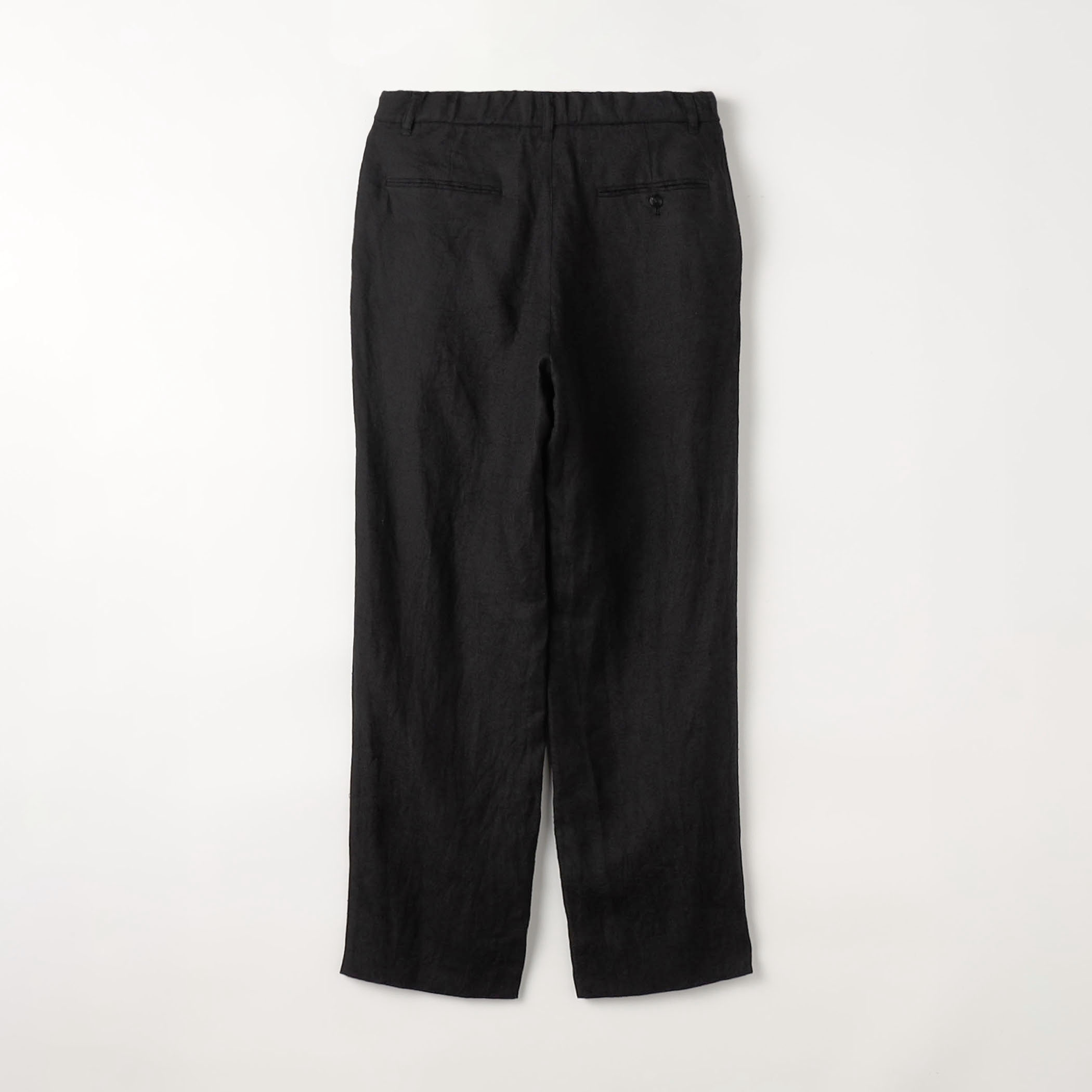 90s　ALL LINEN　リネン　麻　イージーパンツ　ワイド型　2タック　炭黒 90s ALL LINEN リネン 麻 イージーパンツ ワイド型 2タック 炭黒