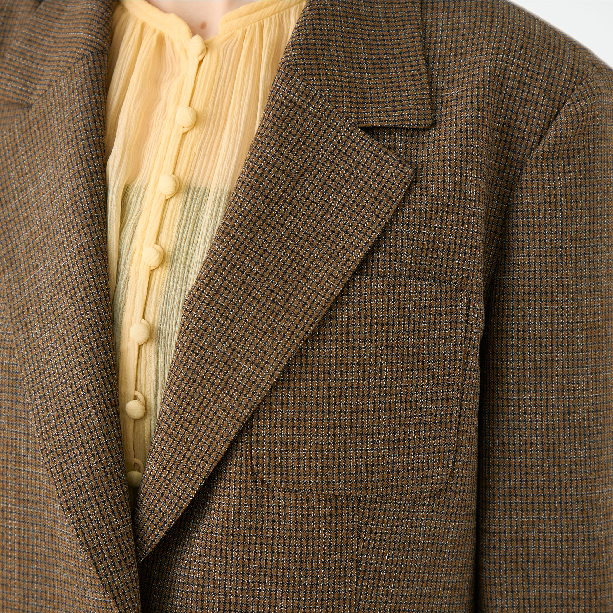 新品タグ付き✨Ballsey リネンテーラードジャケット 36 イエロー ドライコットンツイル 1Bテーラードジャケット