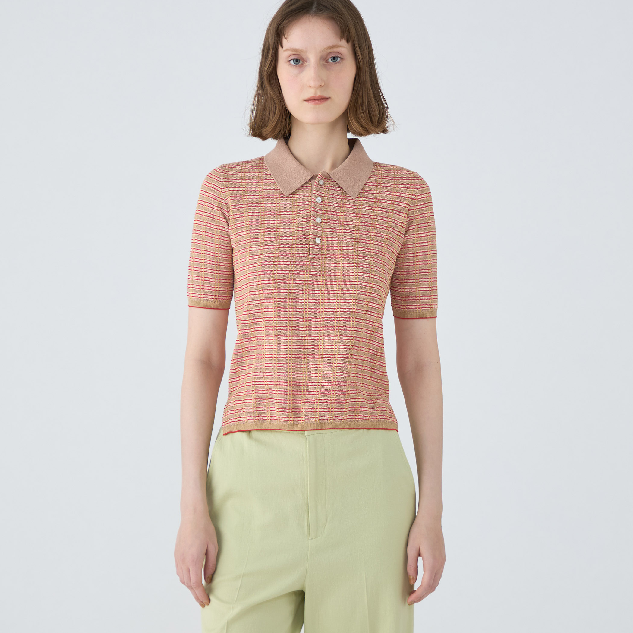 MACPHEE コットンナイロンラメチェック ポロプルオーバー コットンナイロンラメチェック ポロプルオーバー｜トゥモローランド