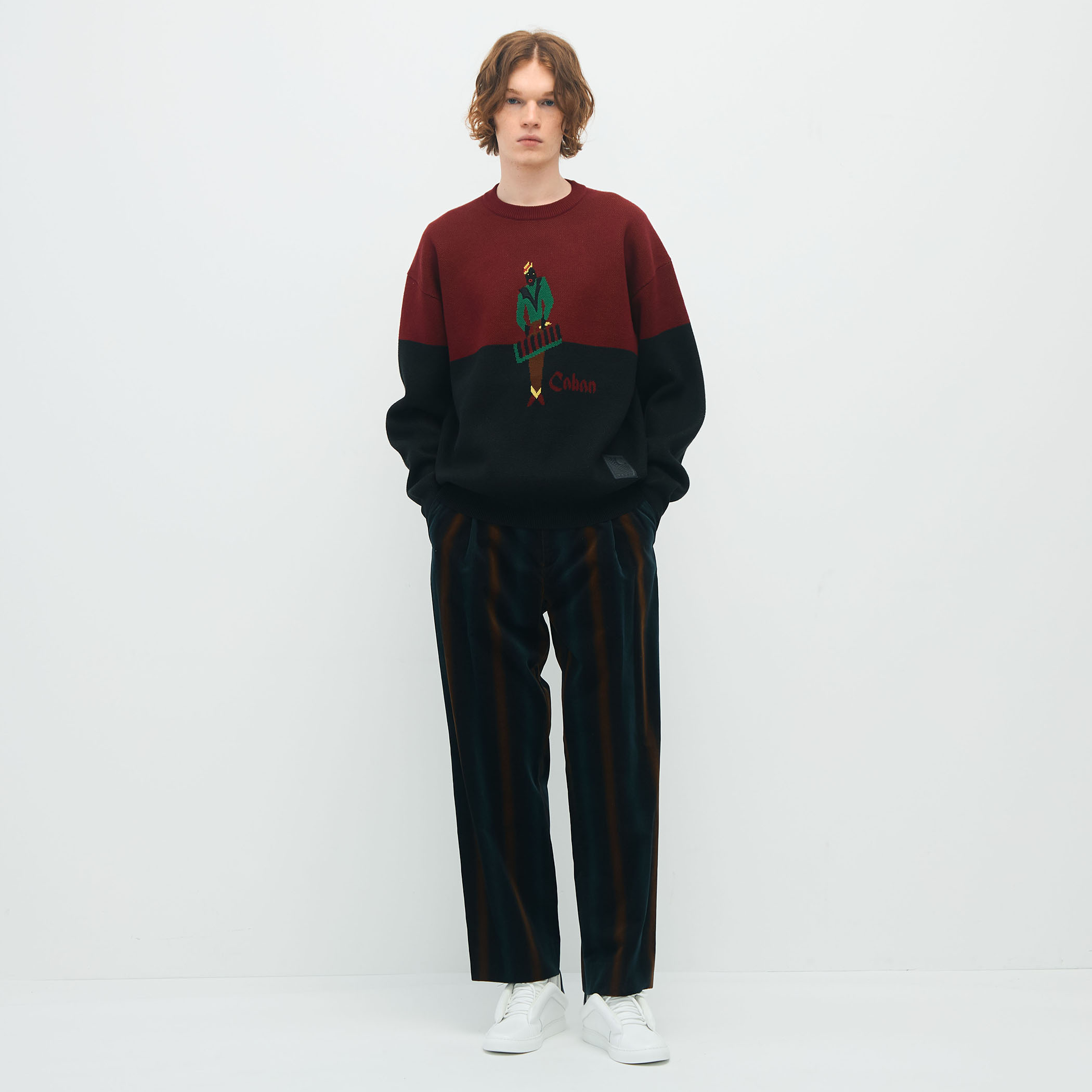 CABaN ベロア グラデーションストライプ1タックパンツ