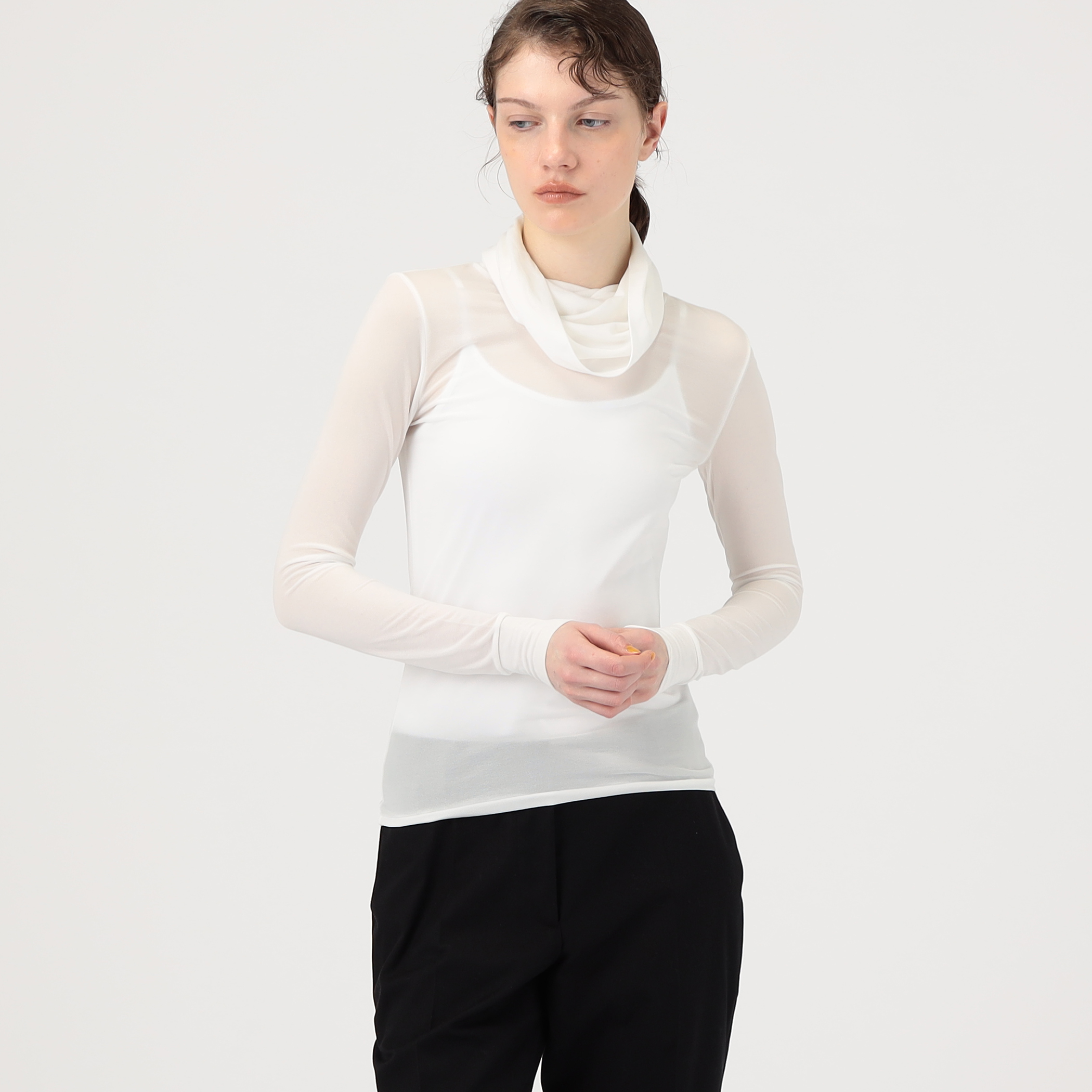 tシャツ FUMIKA_UCHIDA NYLON RIBBED NECK レディース FUMIKA_UCHIDA/NYLON RIBBED NECK HOODED TOP(NAVY)