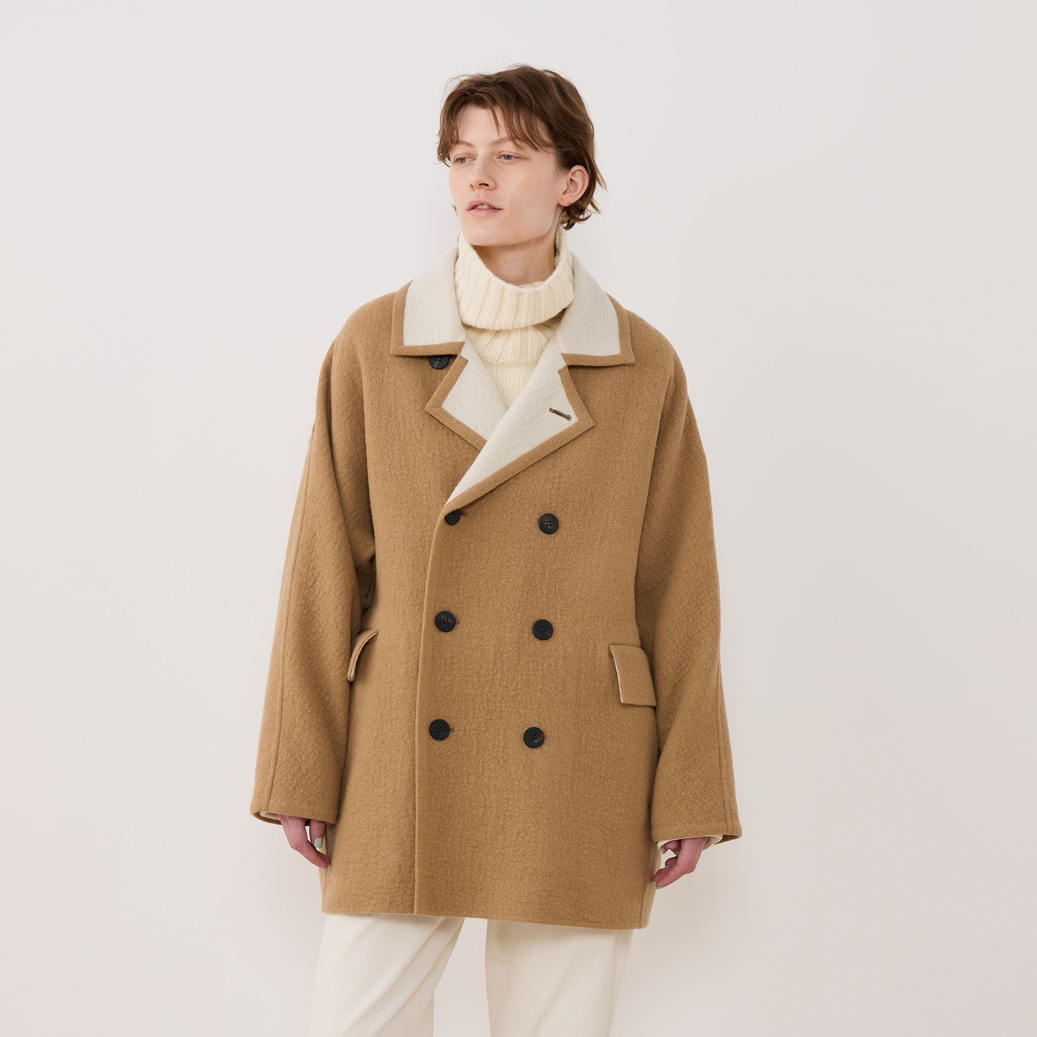 シープライクダブルフェイス ドルマンスリーブコート