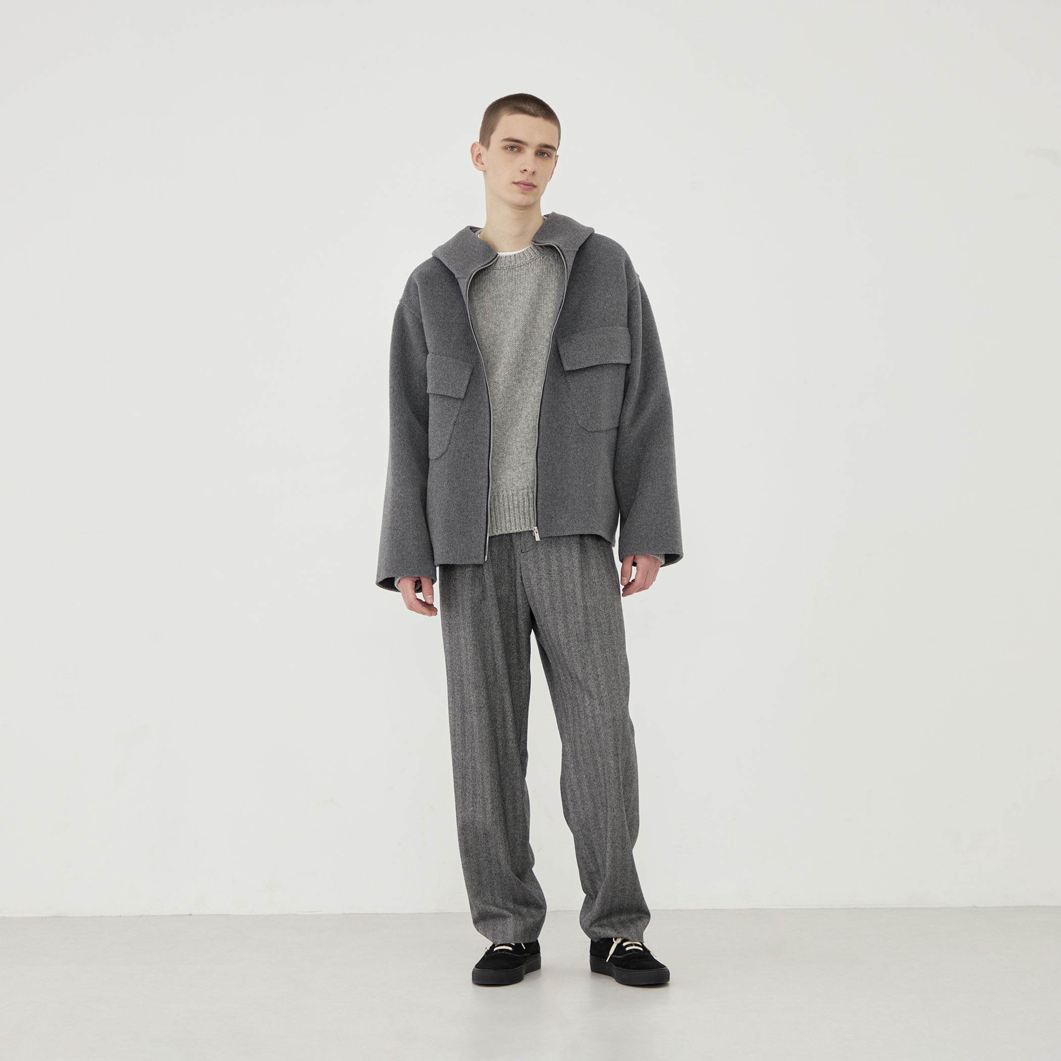 Y's 23ss ウールトロピカルフーデッドブルゾン　　定価11万円 ウールカシミヤダブルフェイス フーデッドブルゾン｜トゥモローランド