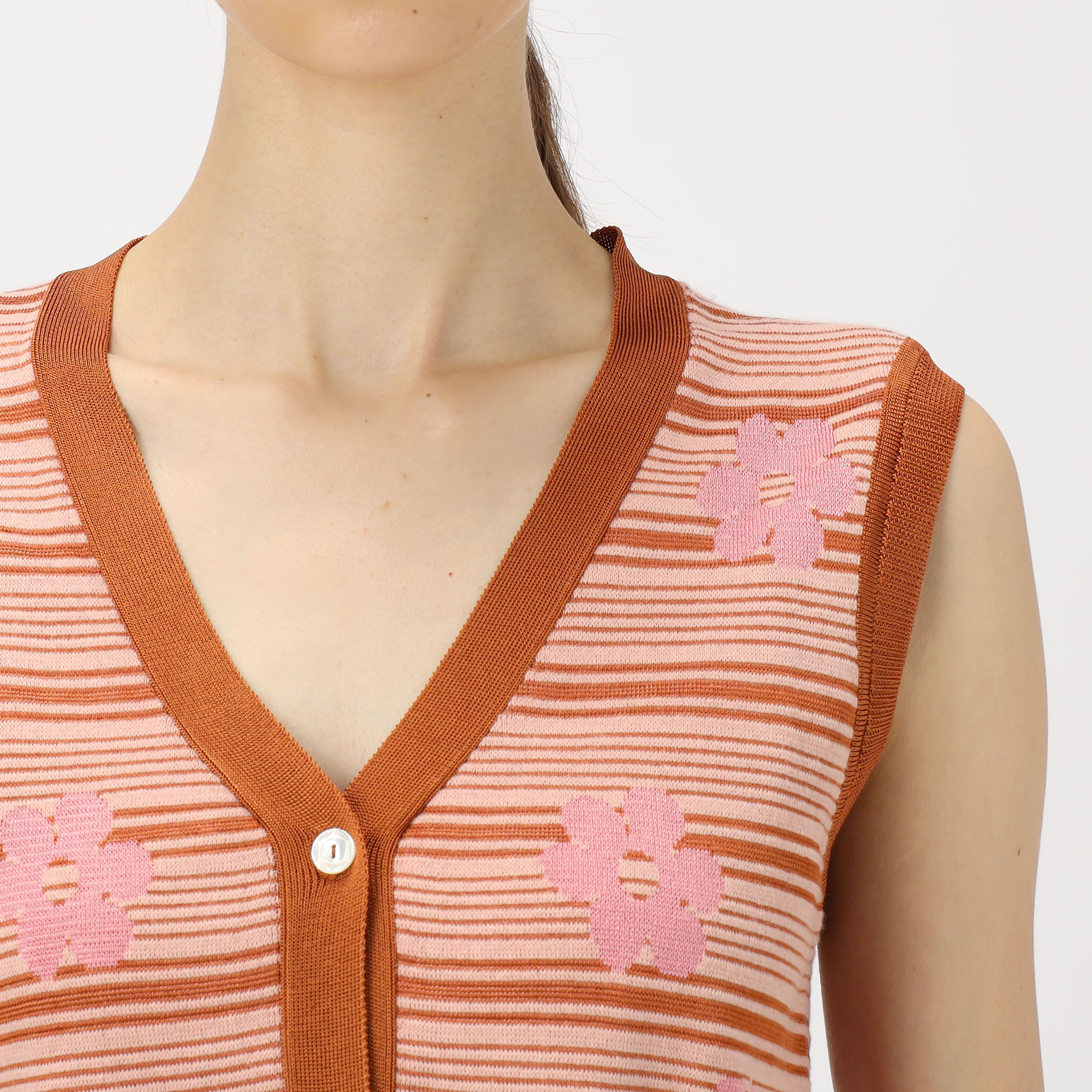 MARNI ブラック フラワーベスト ブラック コットン クロップドベスト(ボクシーフィット) | Marni