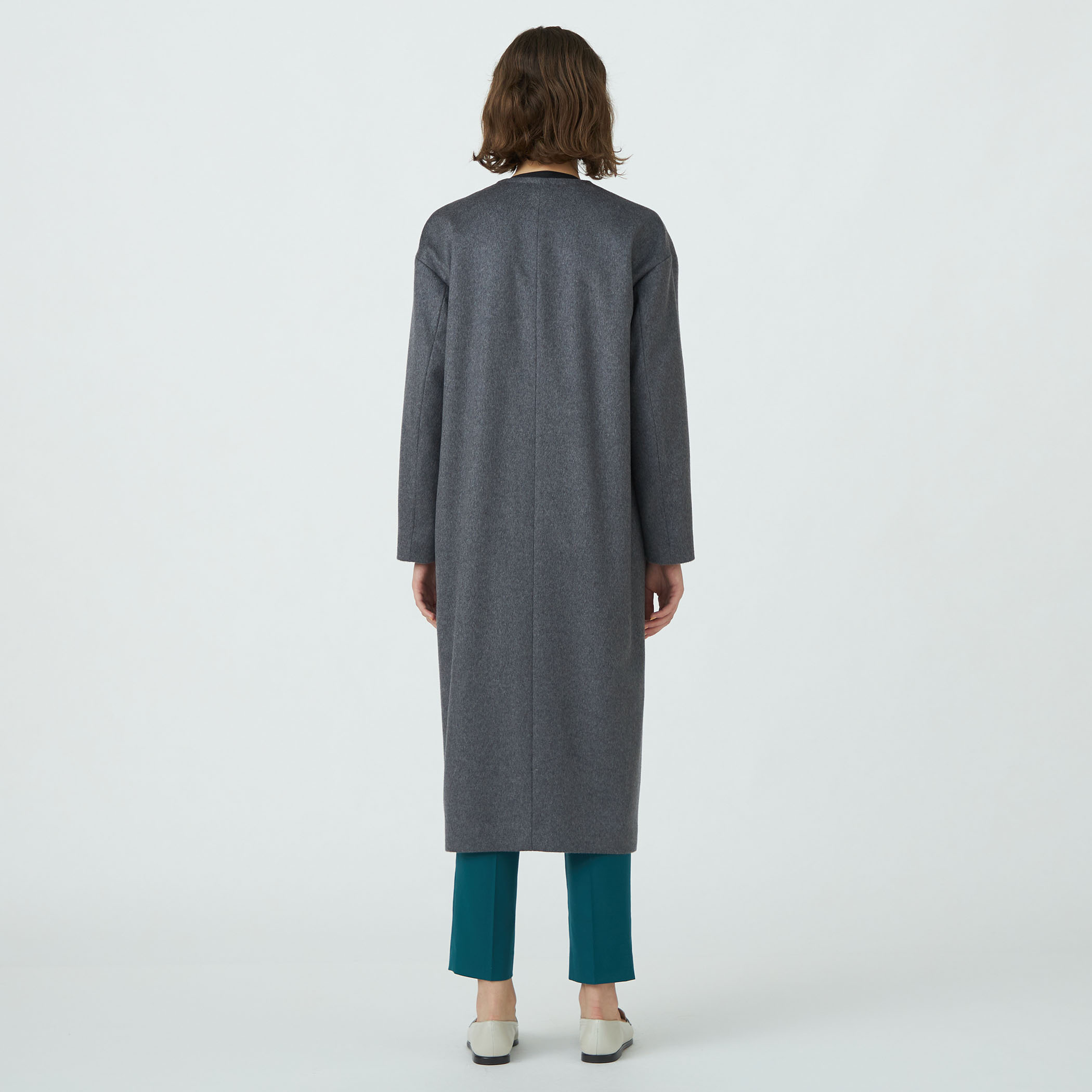 美品✨TOMORROWLAND カシミヤ100% ノーカラーコート　黒　36 送料無料】ピュアカシミヤ ノーカラーコート | maison TOMORROWLAND