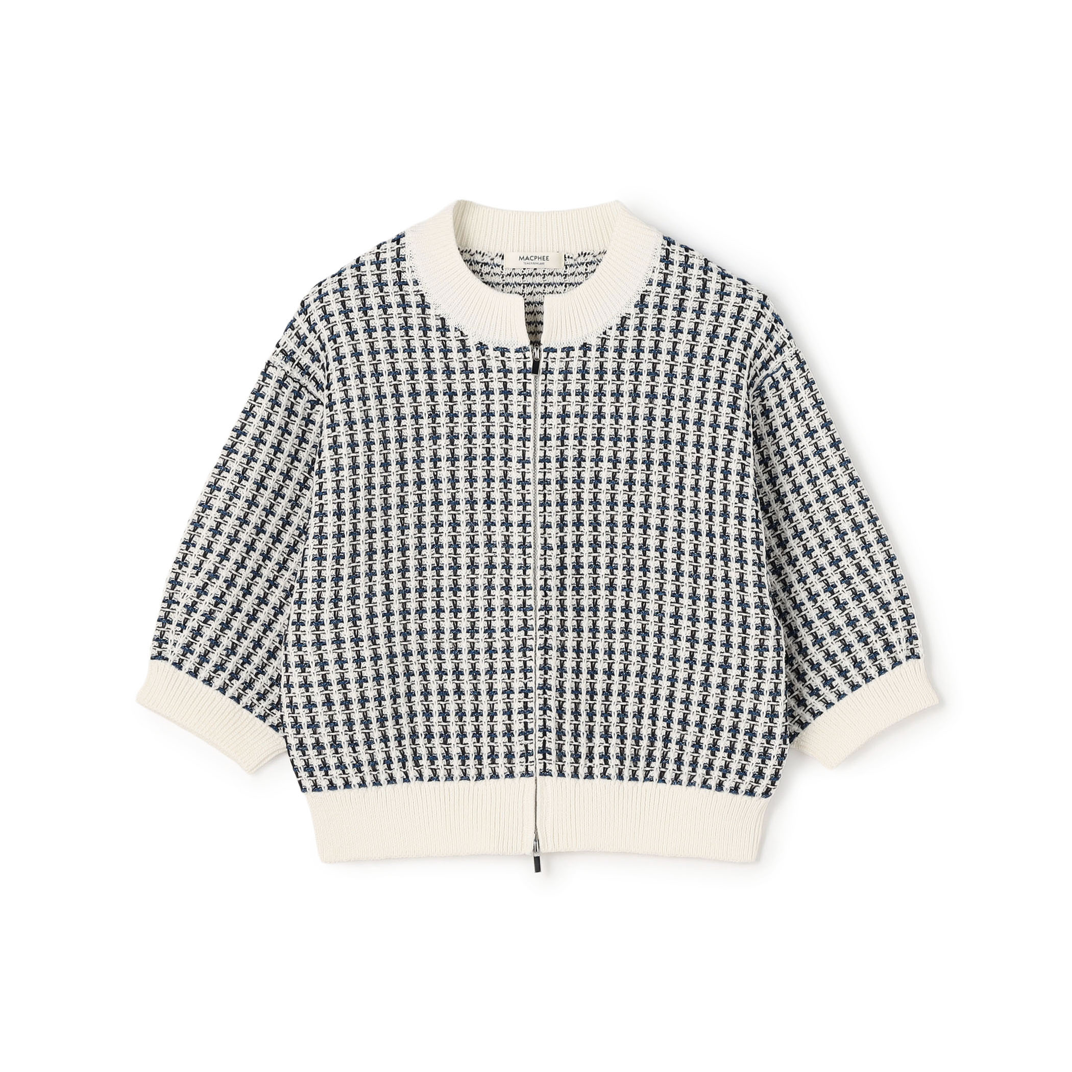 ギマコットンチェック ジップアップカーディガン