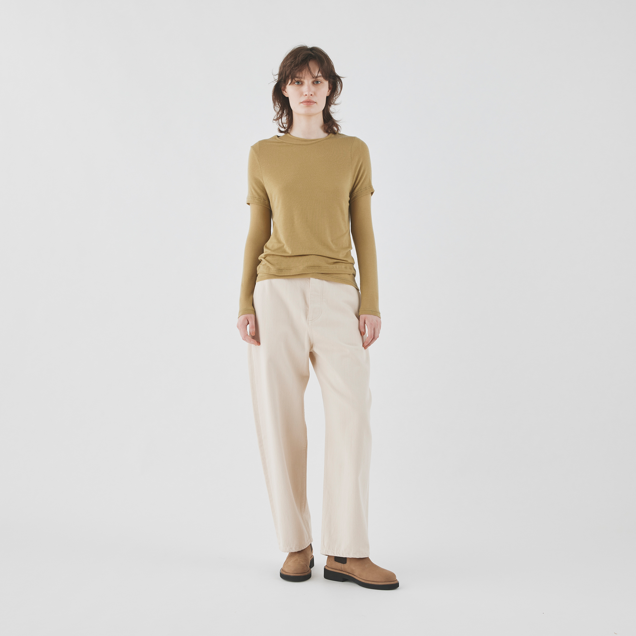 V room ホワイト 長袖カットソー 一部別注】 V::ROOM ロングスリーブカットソー