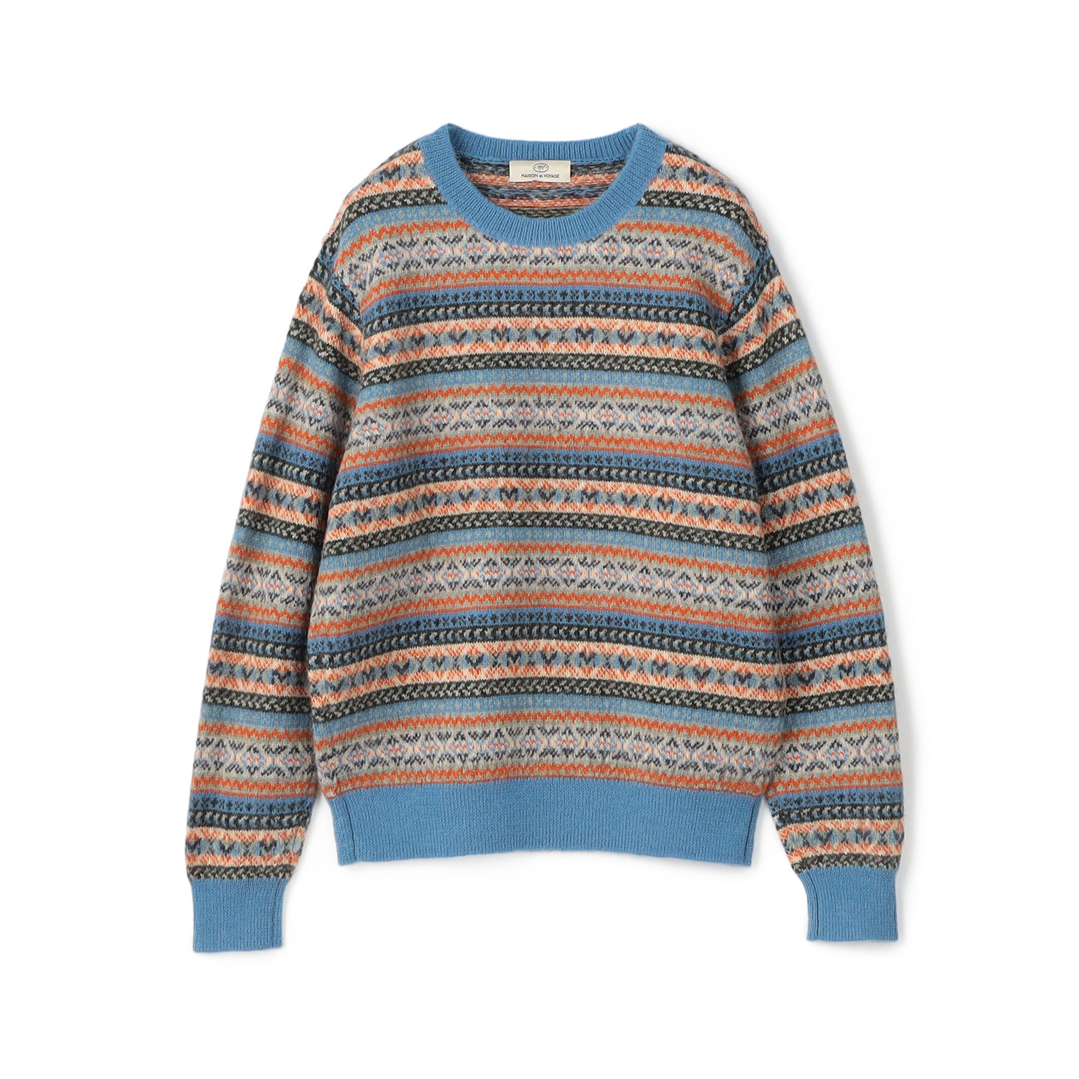 ウールアルパカ フェアアイルジャガード クルーネックプルオーバー