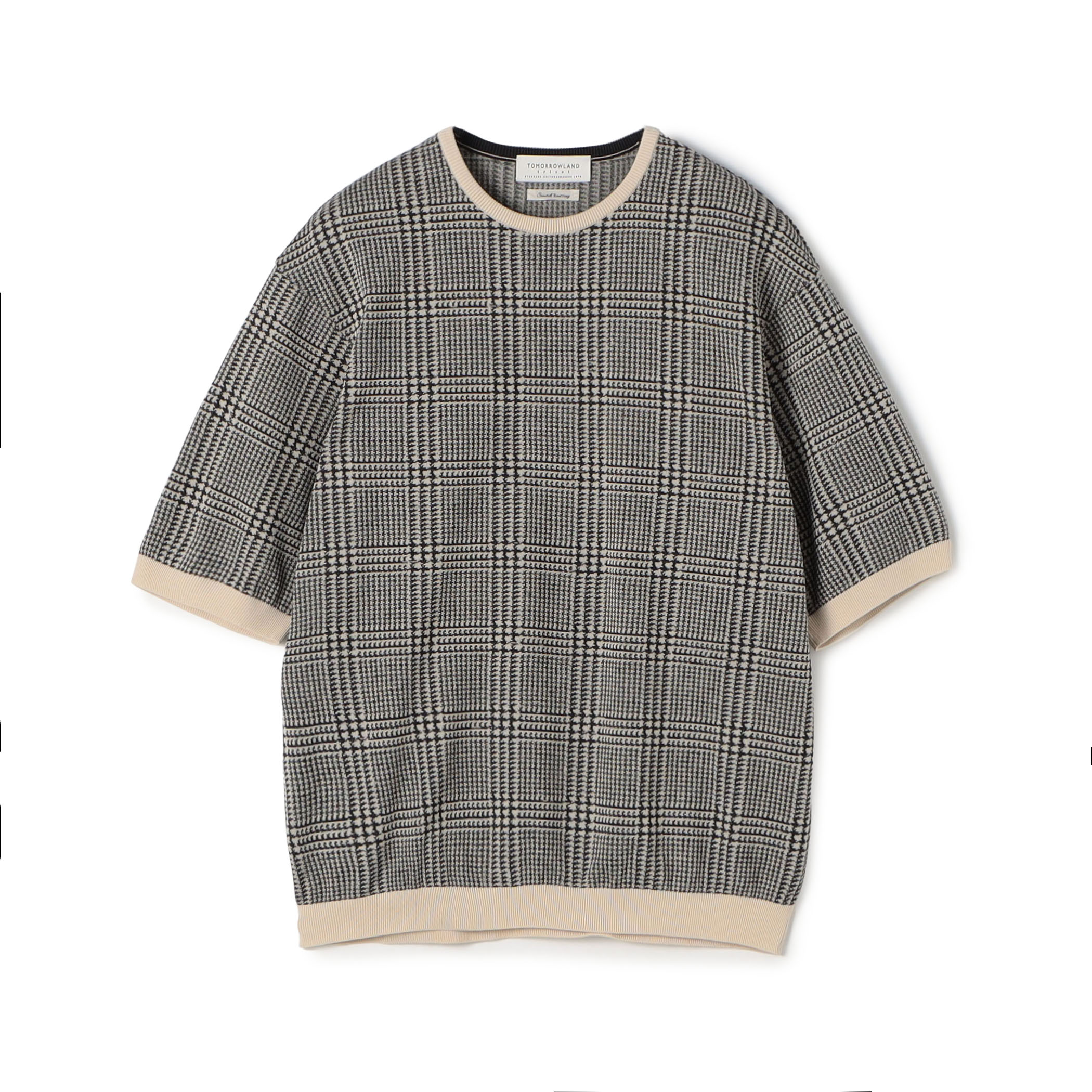 TOMORROWLAND tricot チェック柄 コットンハーフスリーブ ニット