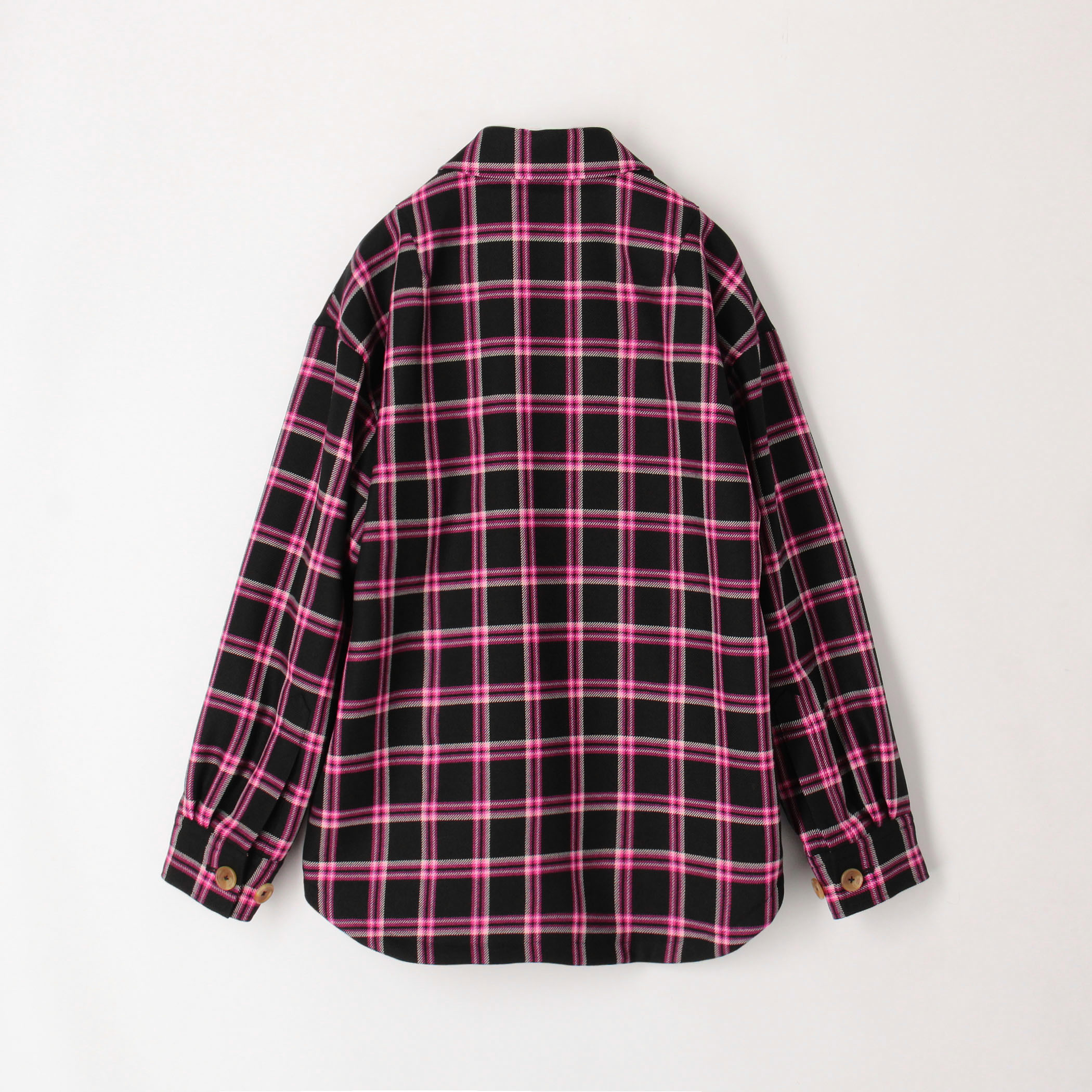 ブラミンク　チェックブルゾン BLAMINK(ブラミンク)｜チェックベルテッドハーフコート/ブラック の