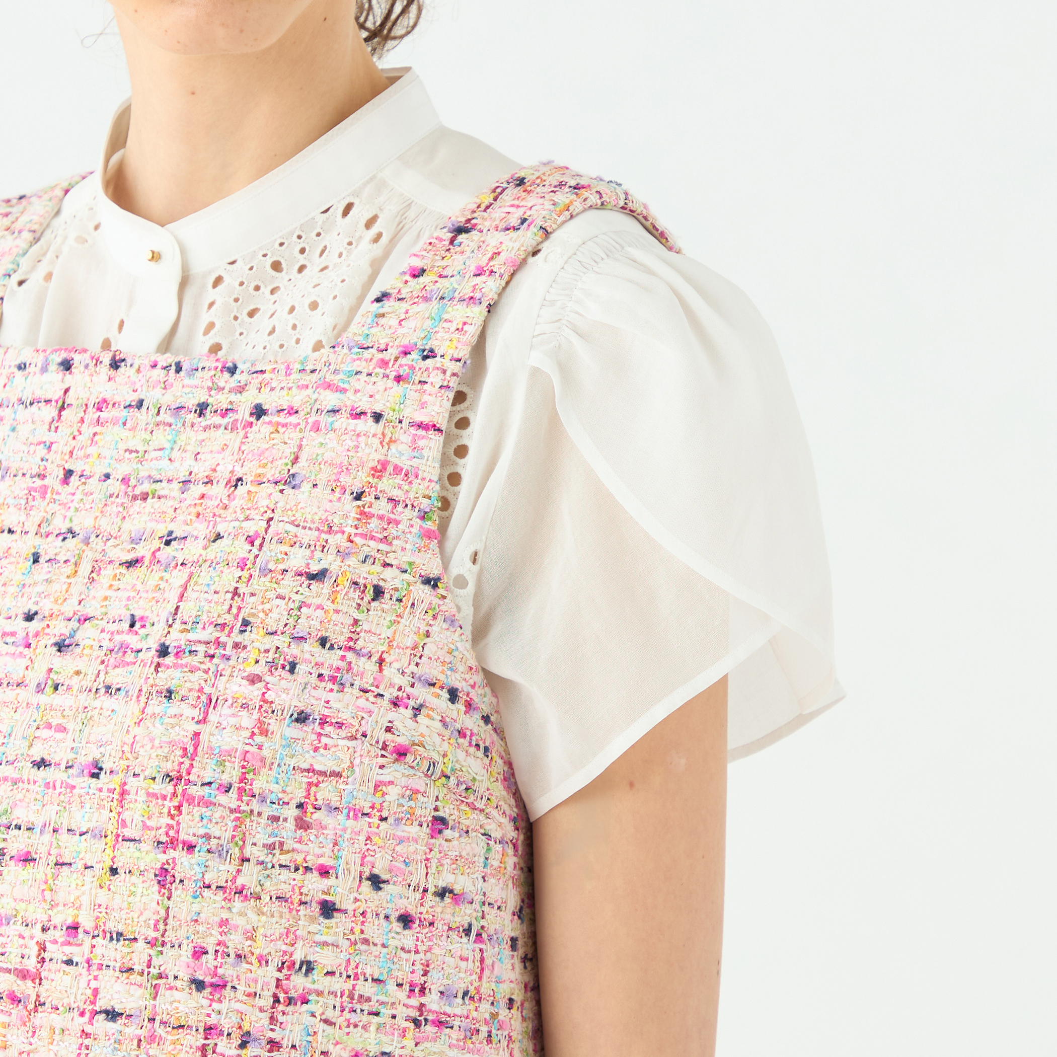 コロレファンシーツイード スクエアネックトップス｜トゥモローランド