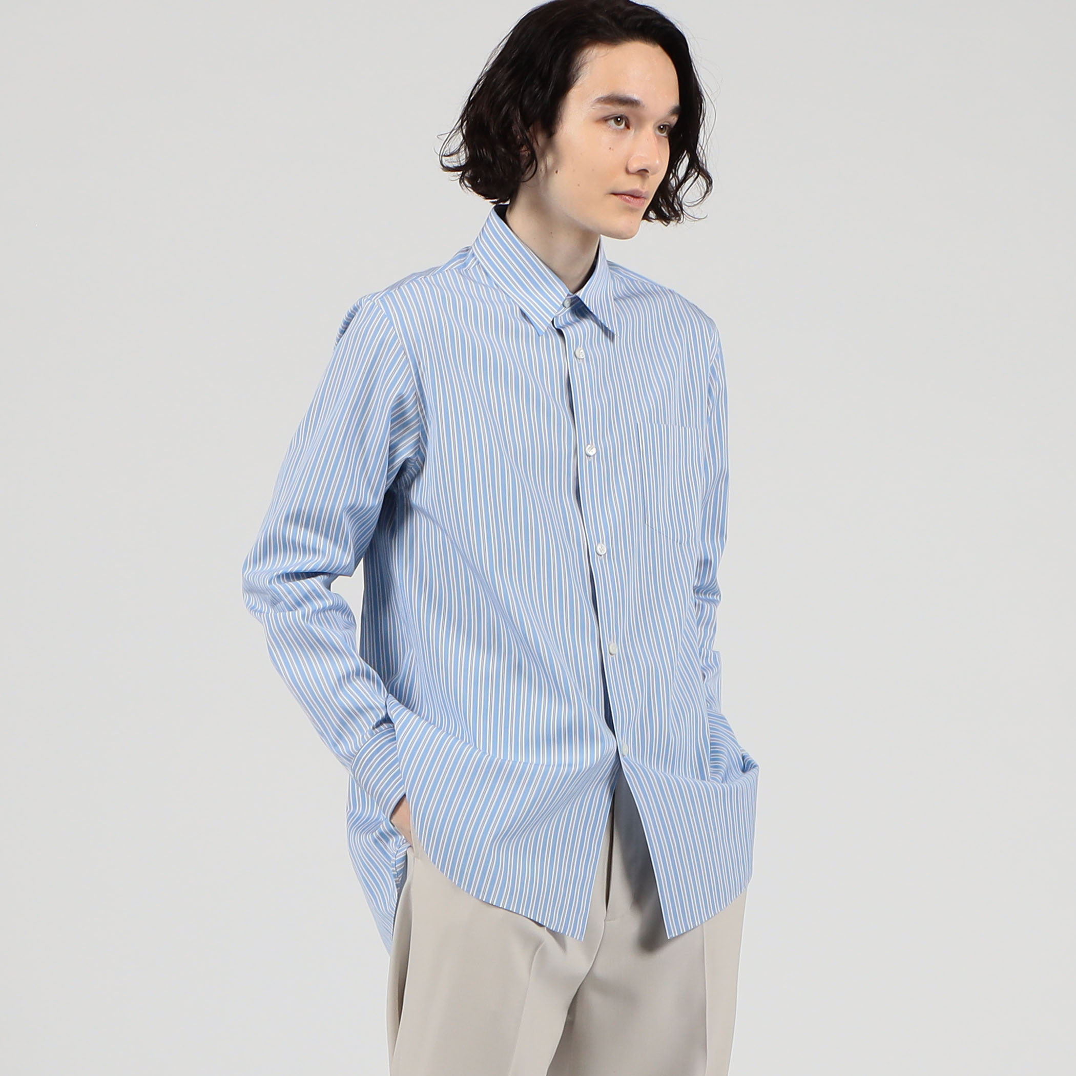 FUMITO GANRYU pleated cleric shirt ストライプシャツ｜トゥモローランド 公式通販