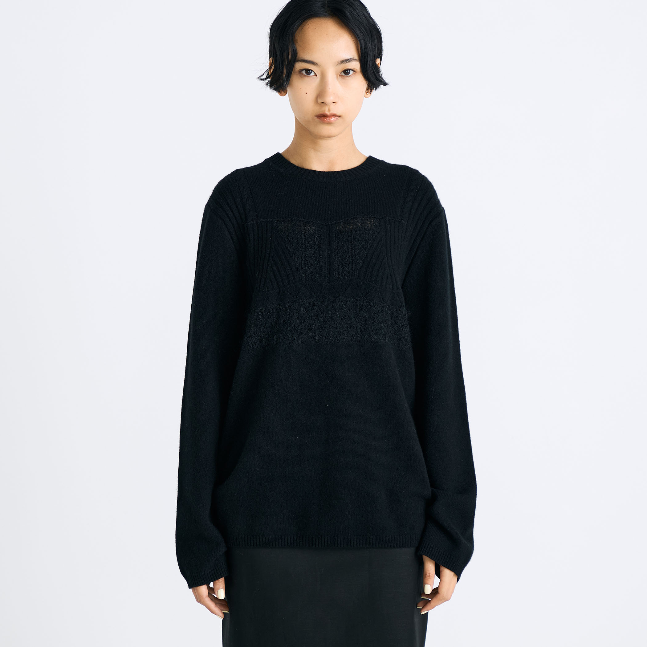 パッチワークレース クルーネックニット｜トゥモローランド 公式通販