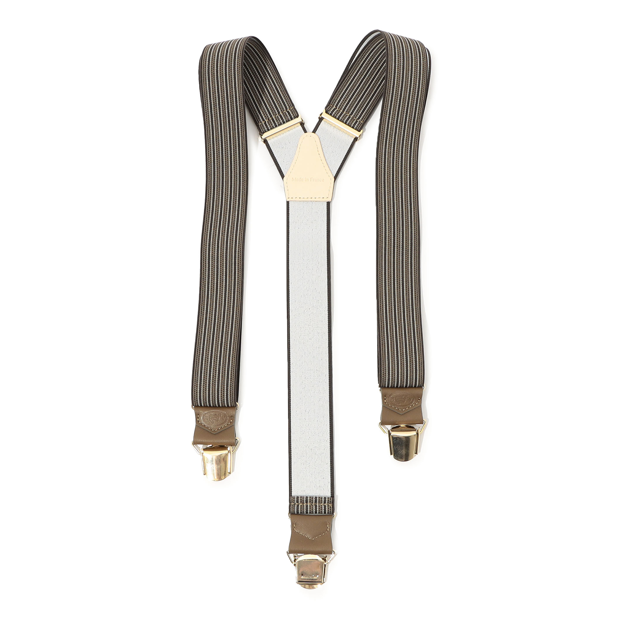 MAISON et VOYAGE Y字クリップ ストライプサスペンダー