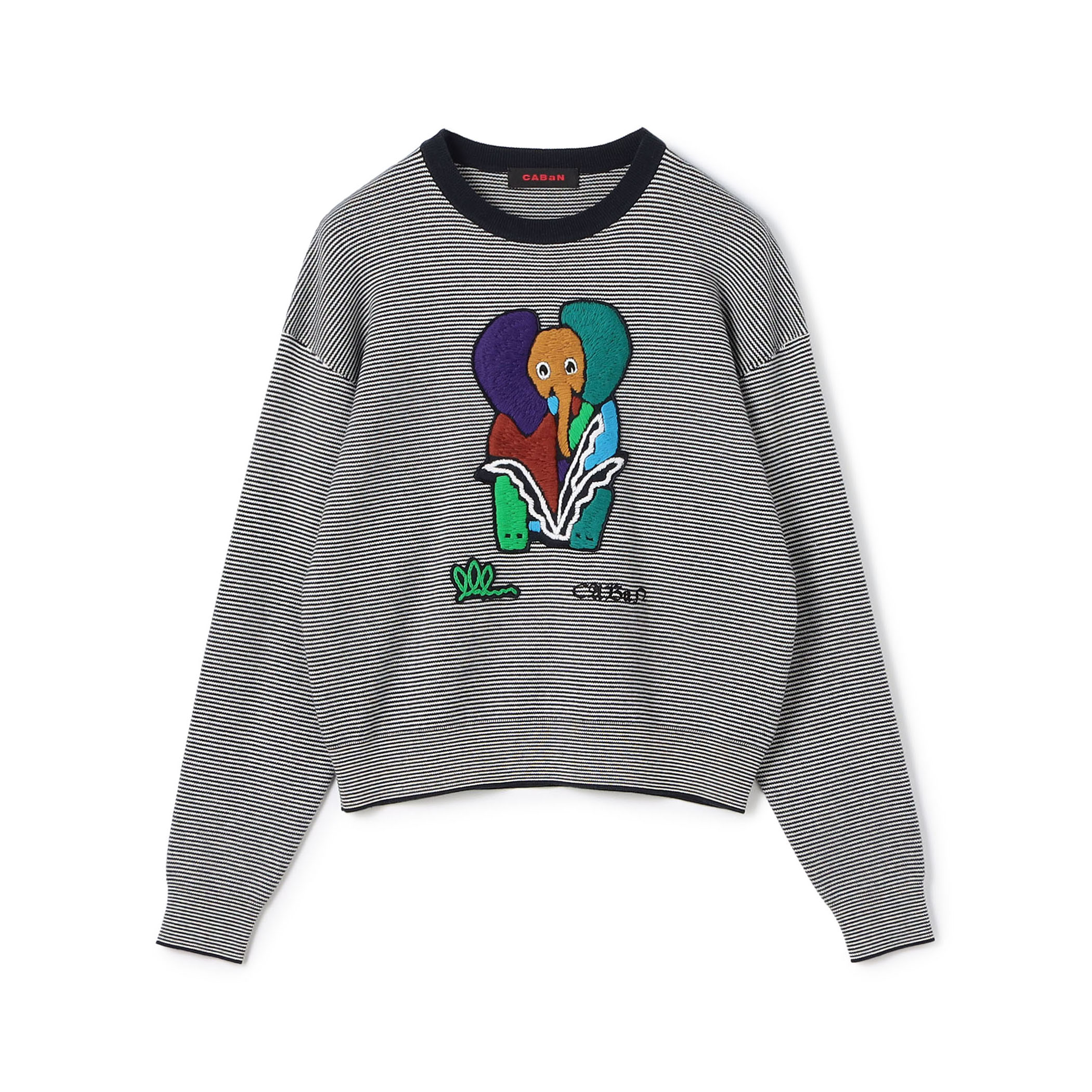 CABaN コットンカシミヤ Elephantエンブロイダリークルーネックプルオーバー