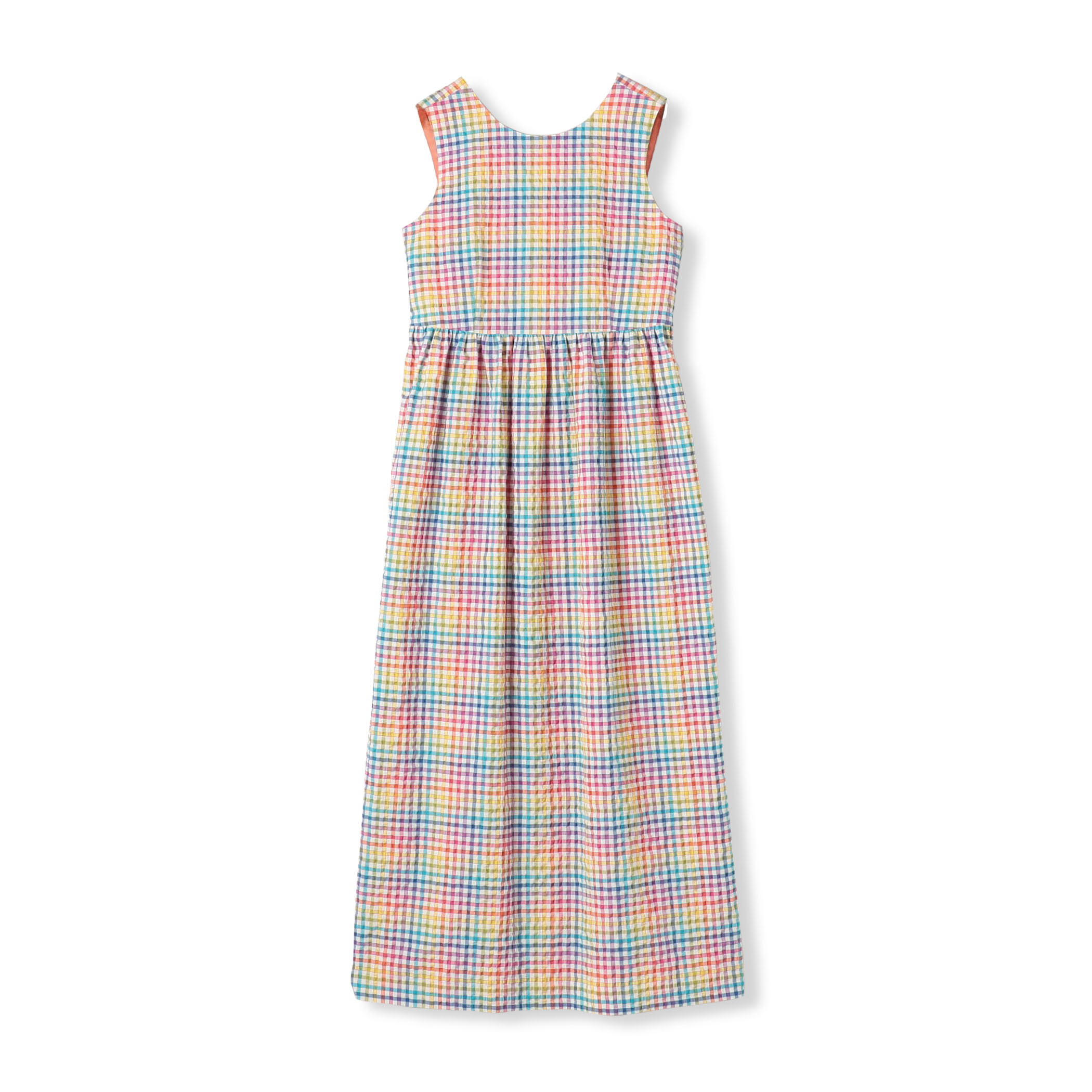 Multicolored Gingham plaid Back Ribbon Dresses