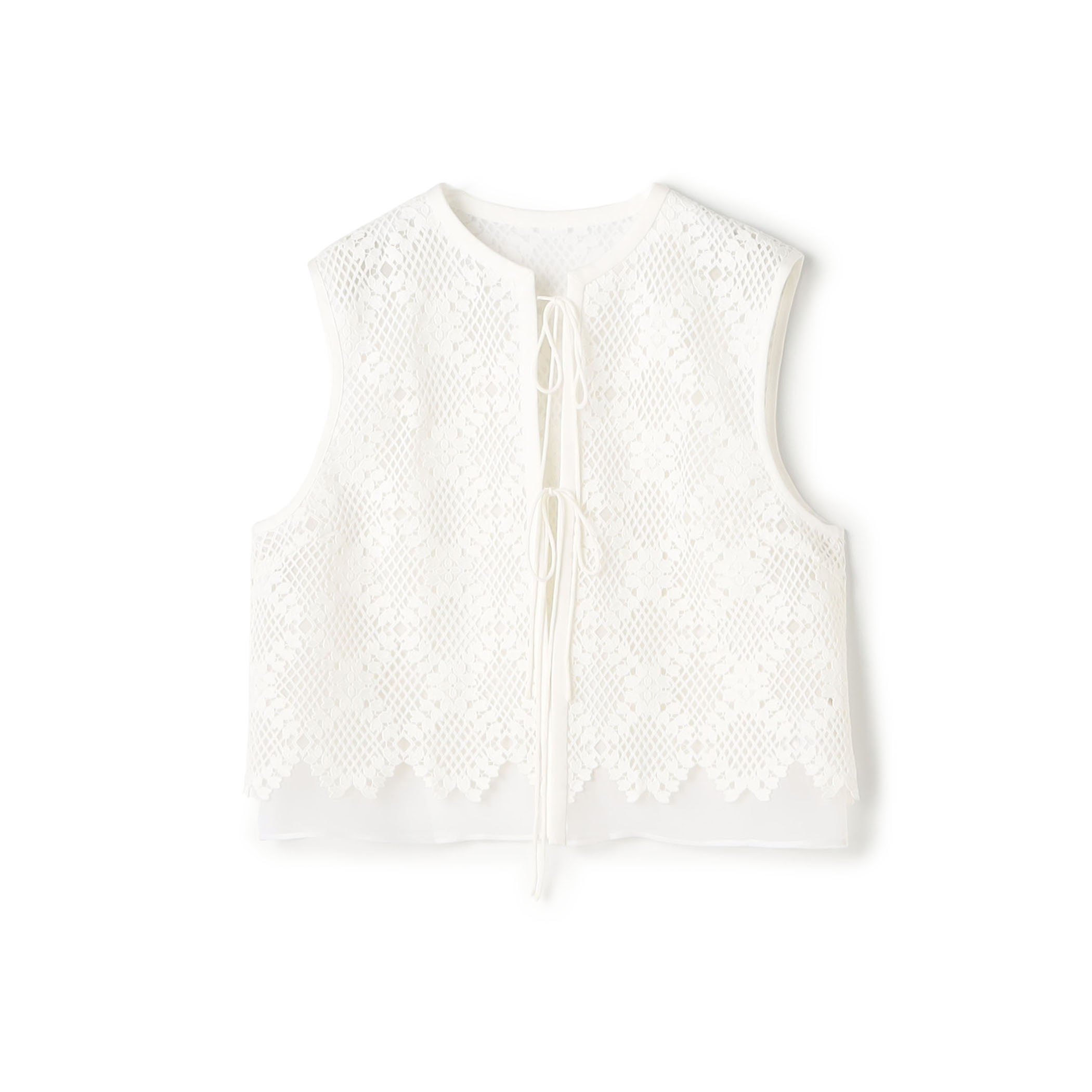 【WEB先行予約】ブルームリーフレース レイヤードショートジレ