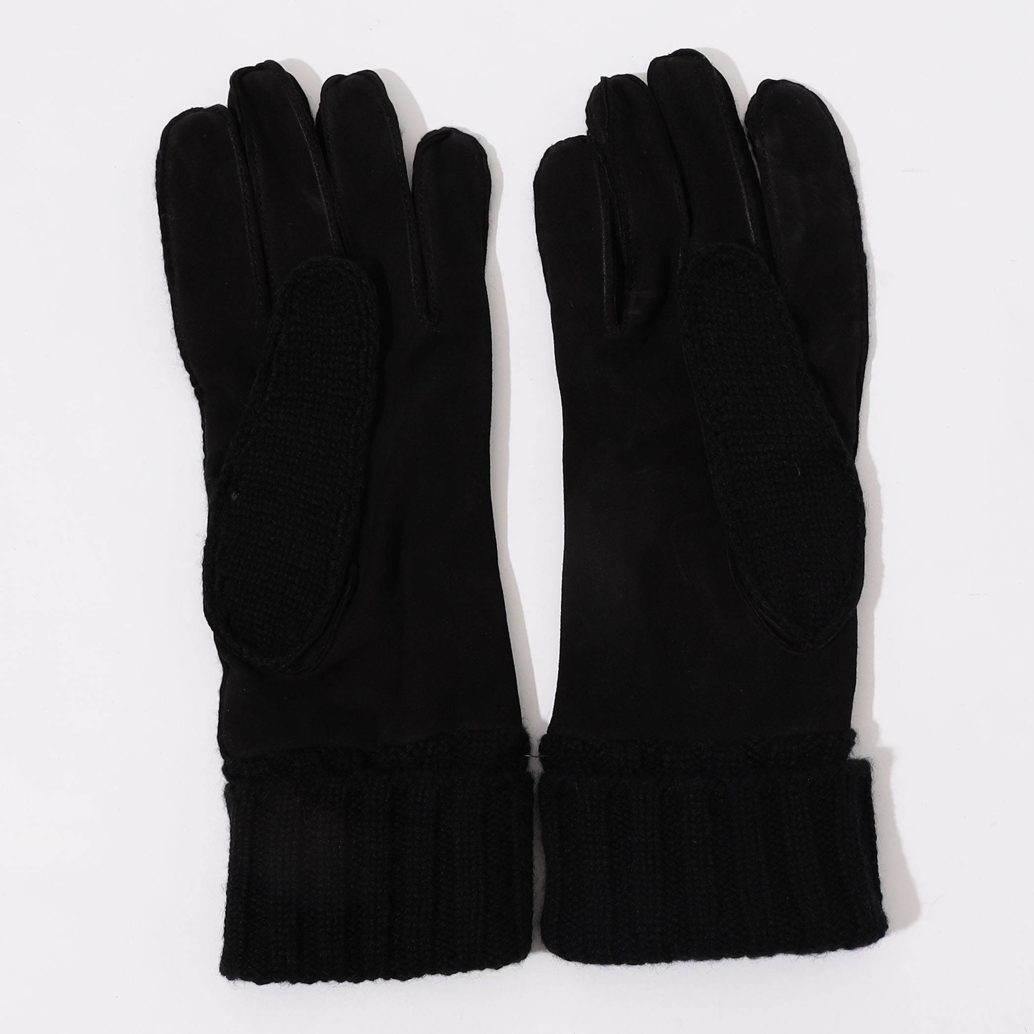 MAZZOLENI カシミヤニット×ラムスキンヌバックコンビグローブ