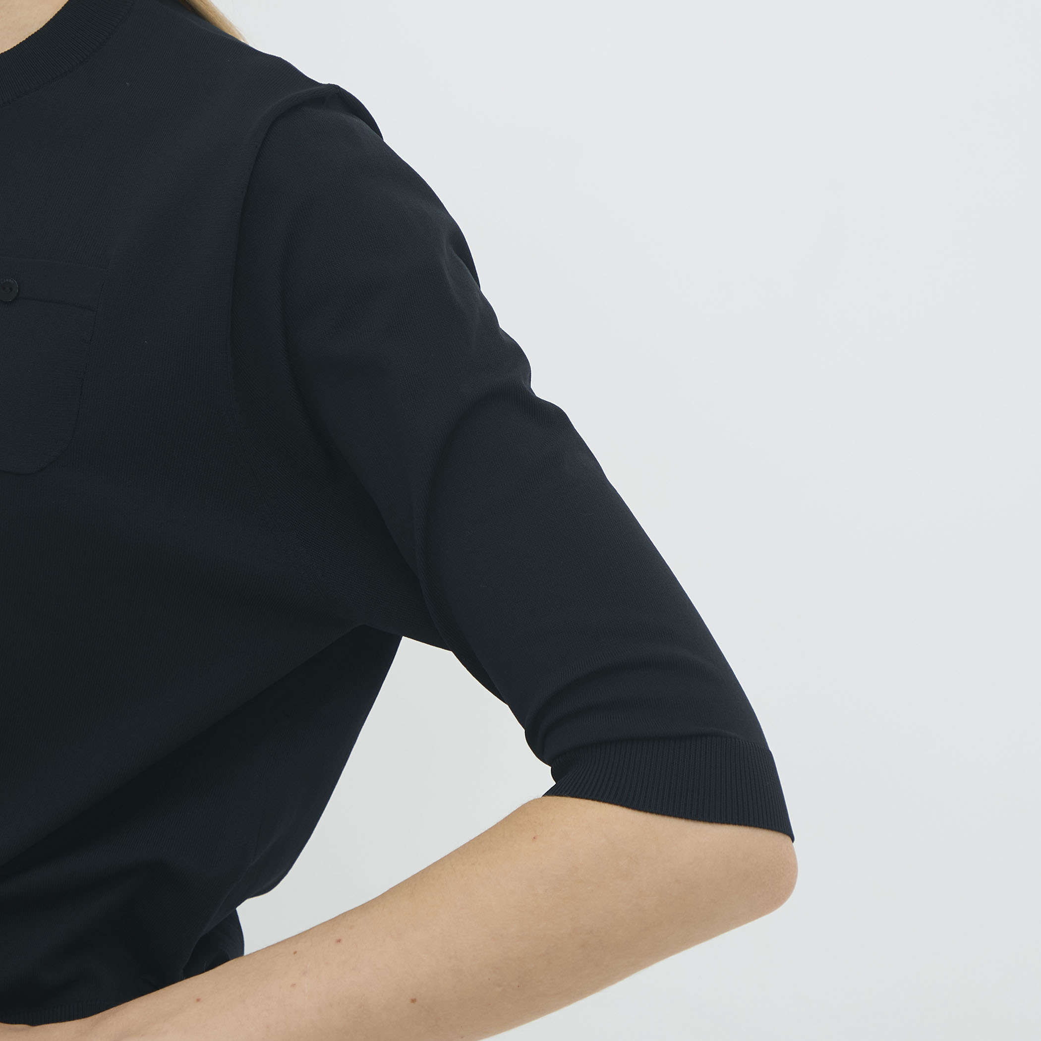 ファインポリエステル ハーフスリーブポケットカーディガン