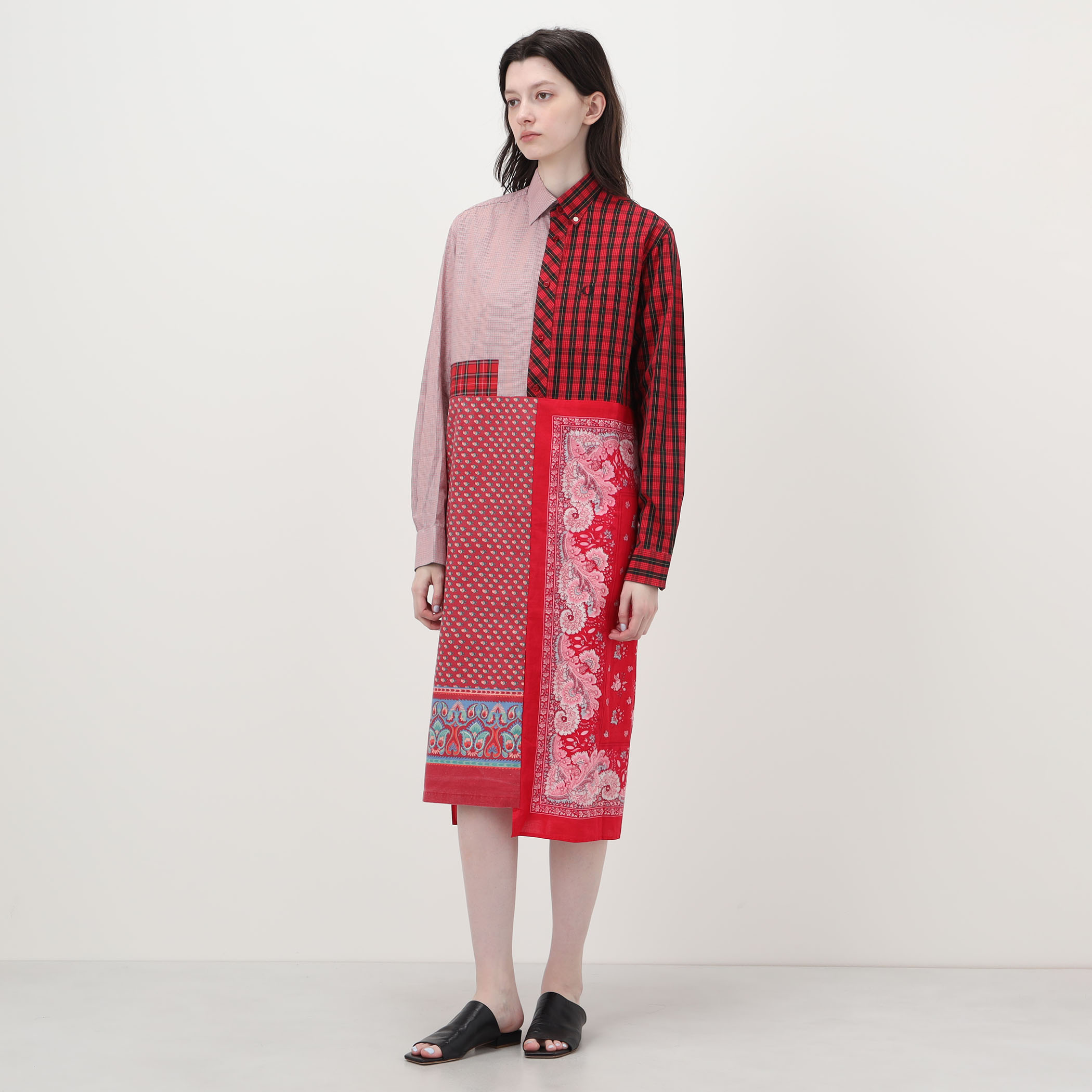 Bettina Bakdal The Cotton Provence パッチワークシャツドレス