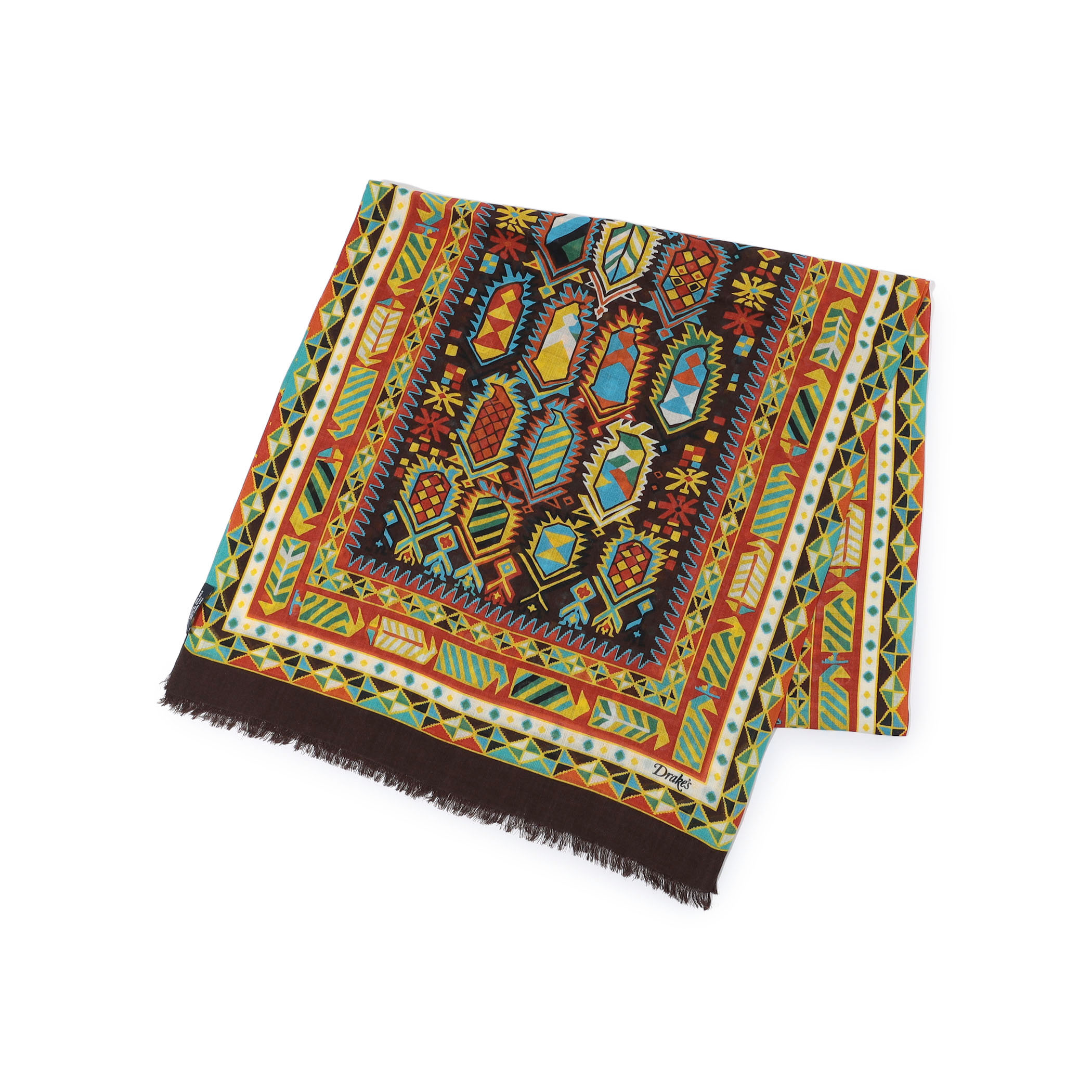 Drake&rsquo;ｓ CARPET PRINT TUBULAR SCARF ウールシルクプリントスカーフ