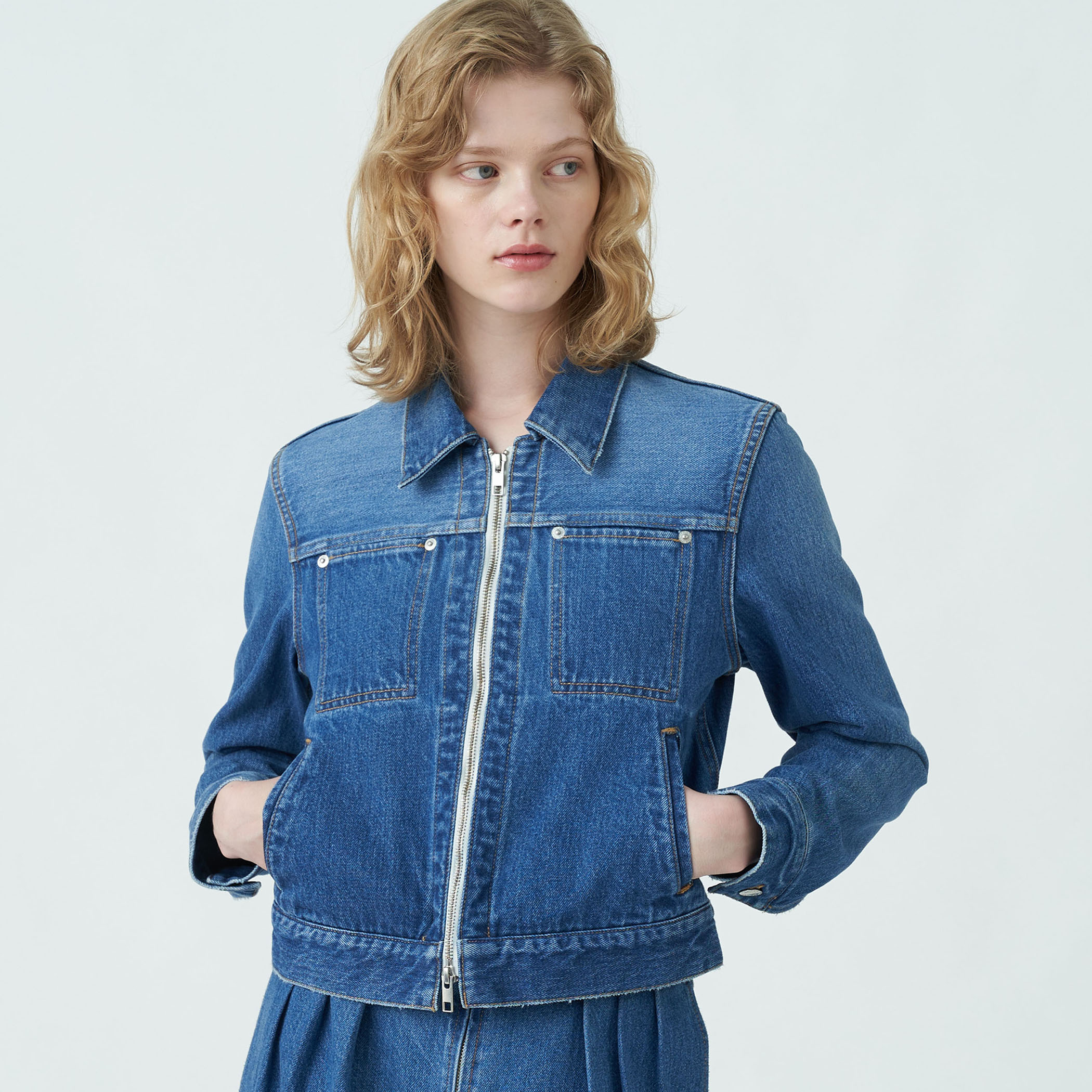 MACPHEE デニムジャケット 青 ジッパー付き デニム ジップアップジャケット｜トゥモローランド 公式通販