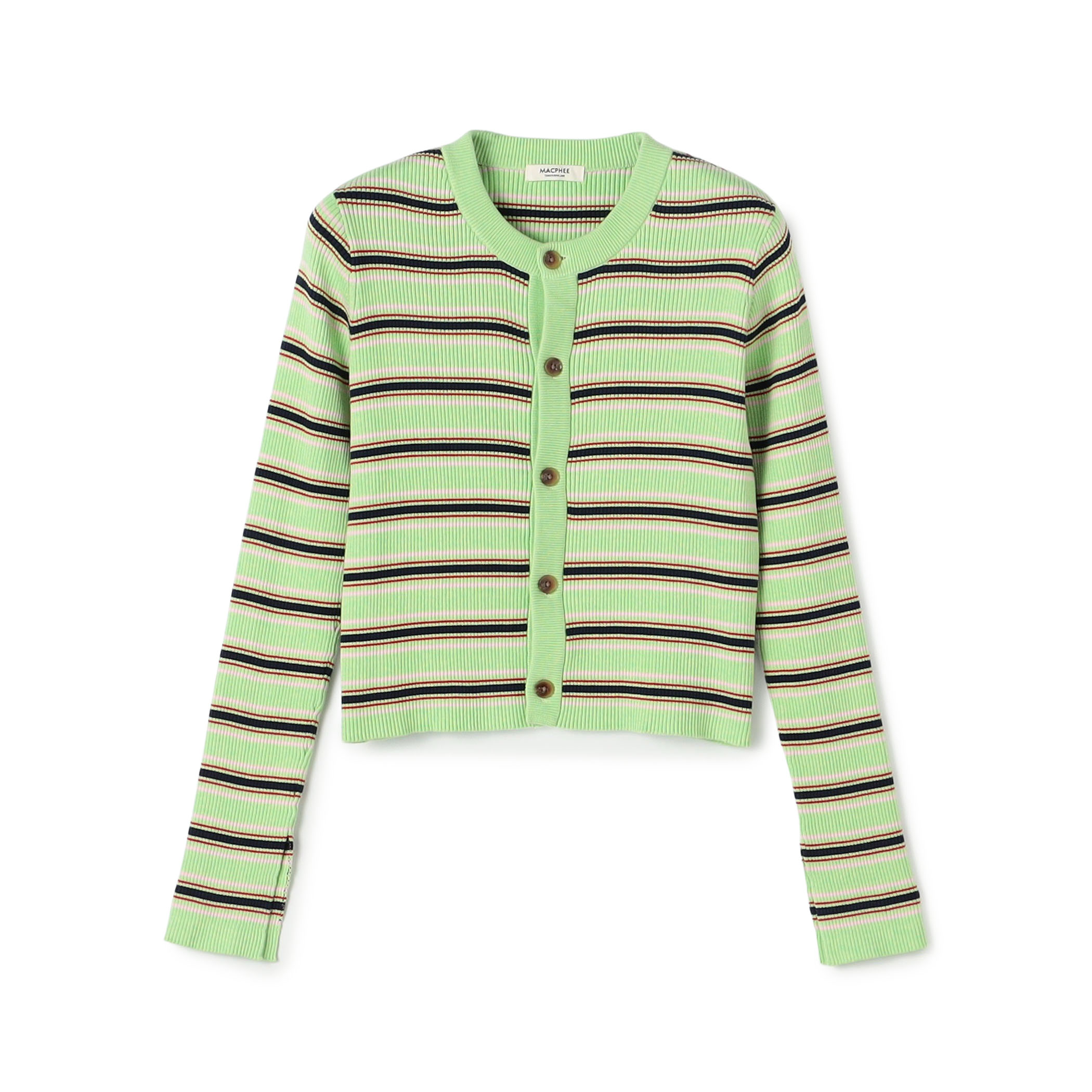 コットンリブ クルーネックカーディガン